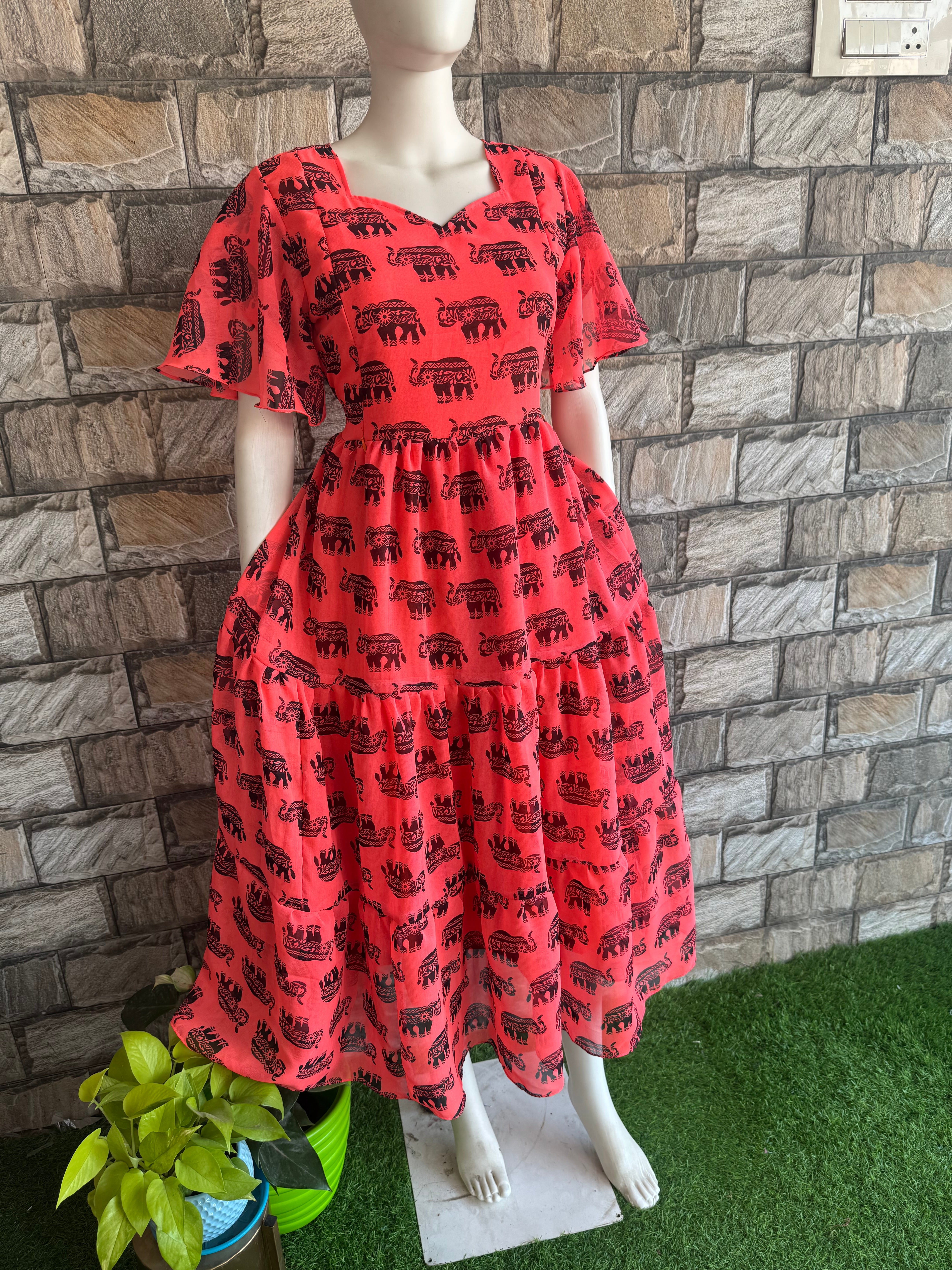 Orange elegant Georgette maxi