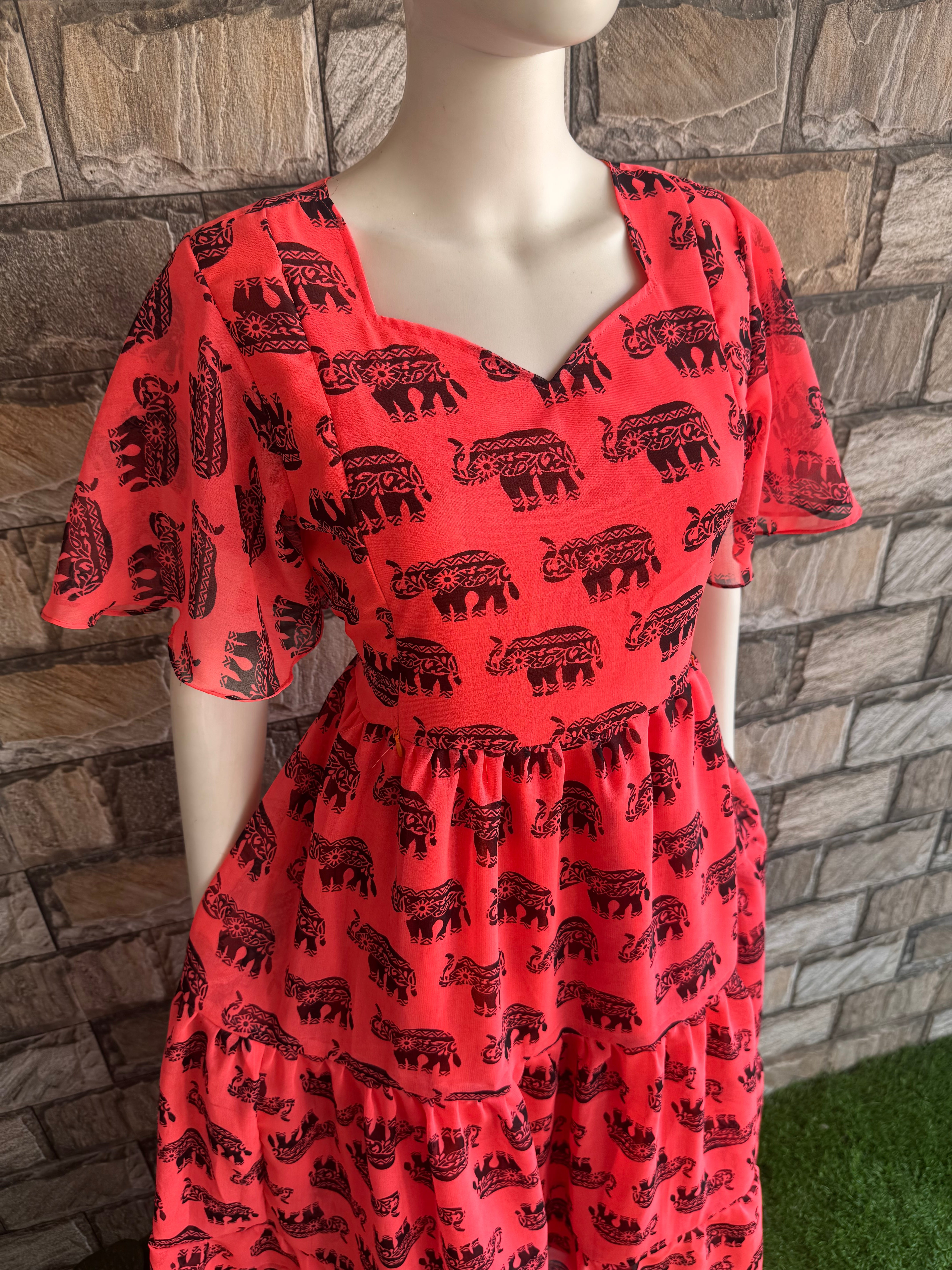 Orange elegant Georgette maxi