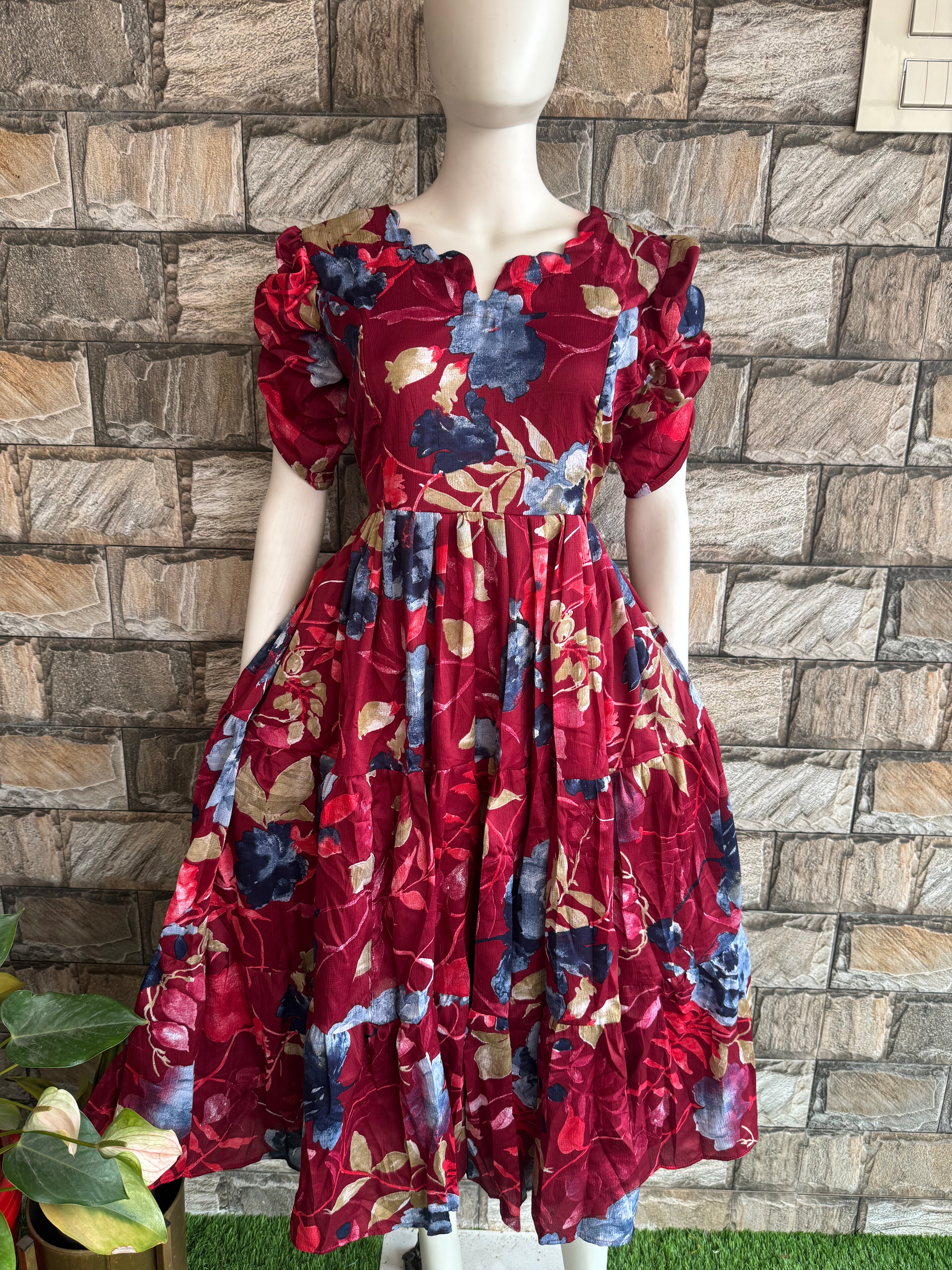 Maroon Delta crepe maternity maxi