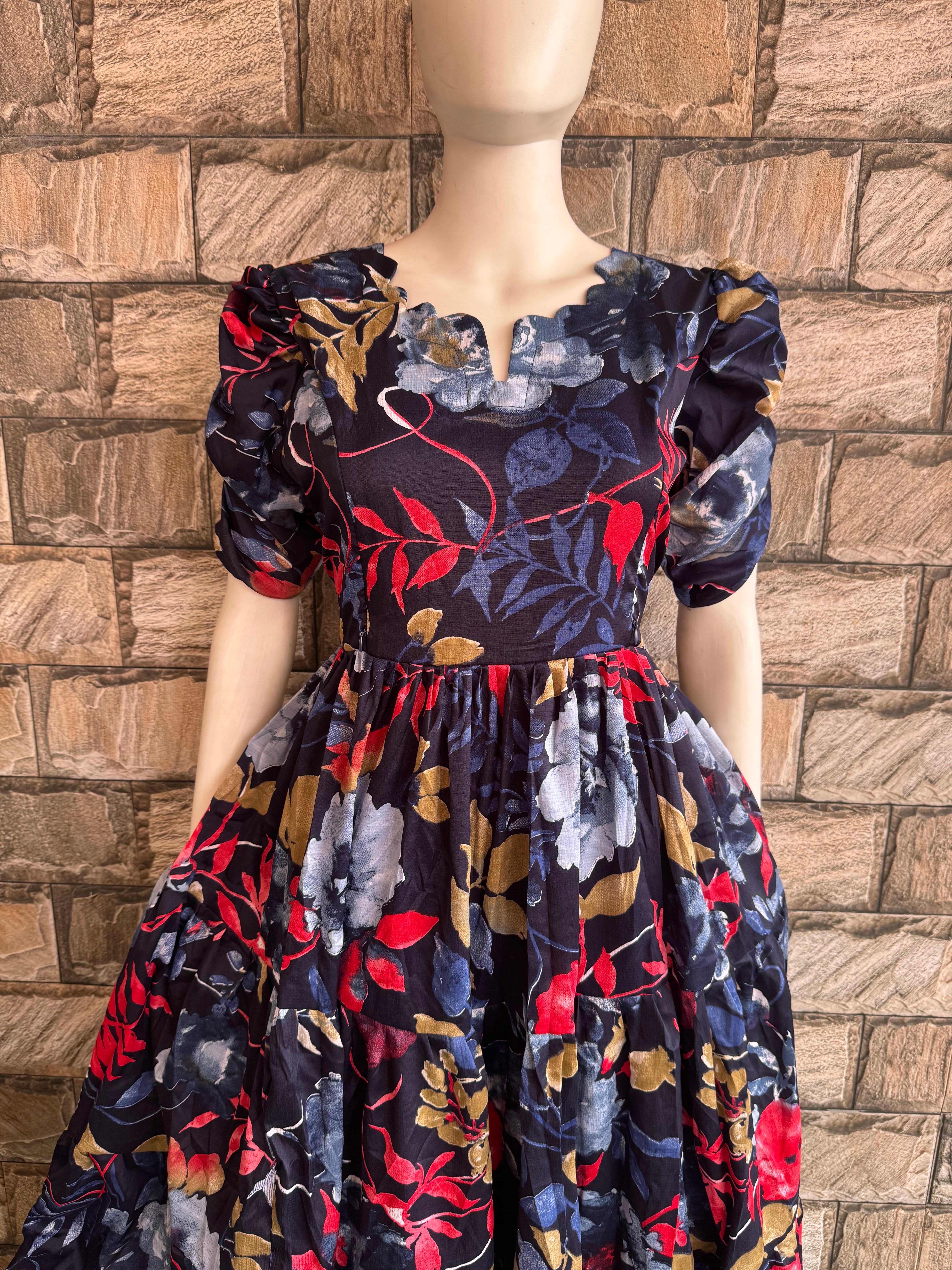 Blackish Navy Blue delta crepe Maternity maxi