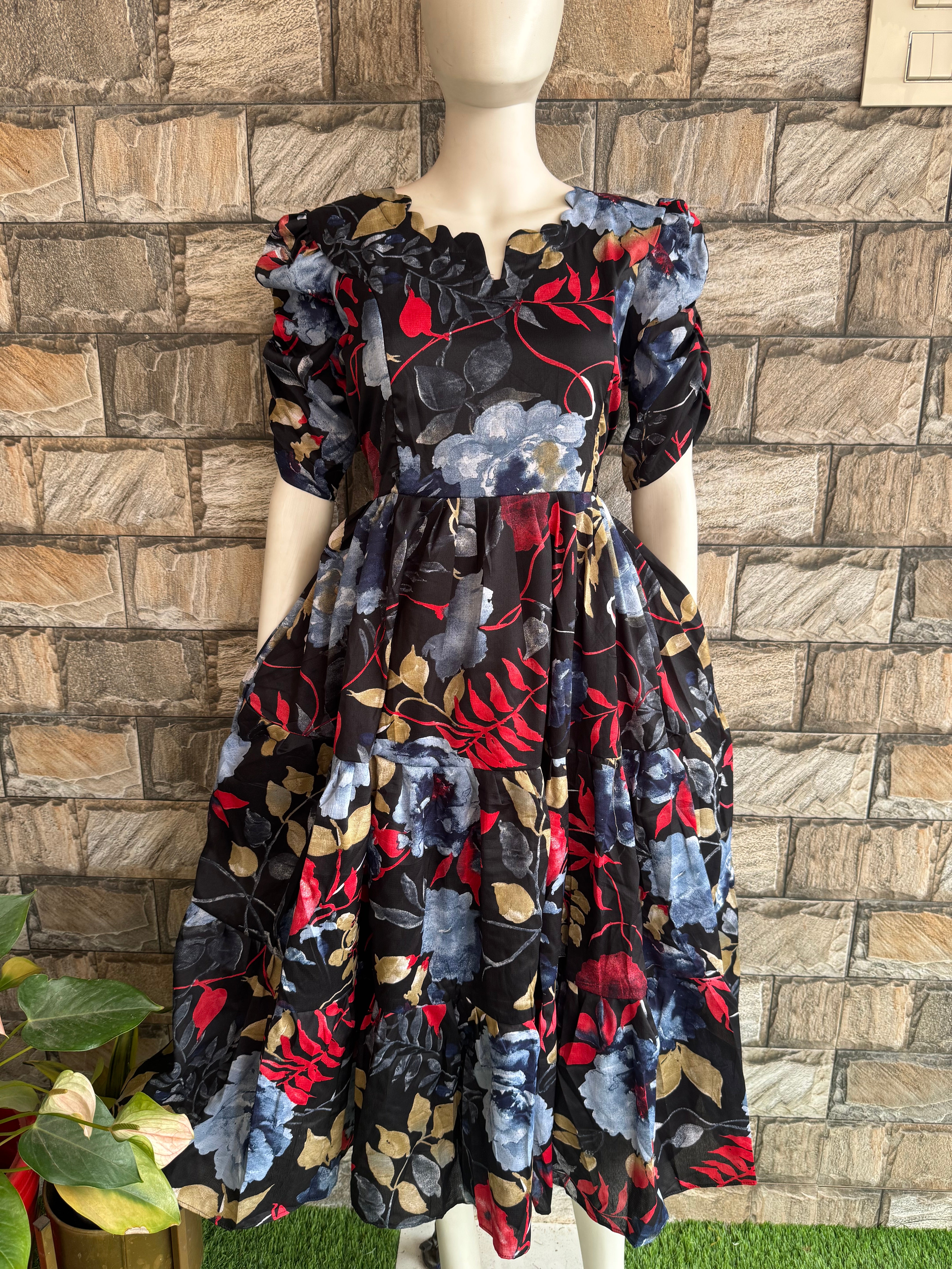 Black Delta crepe Maternity Maxi