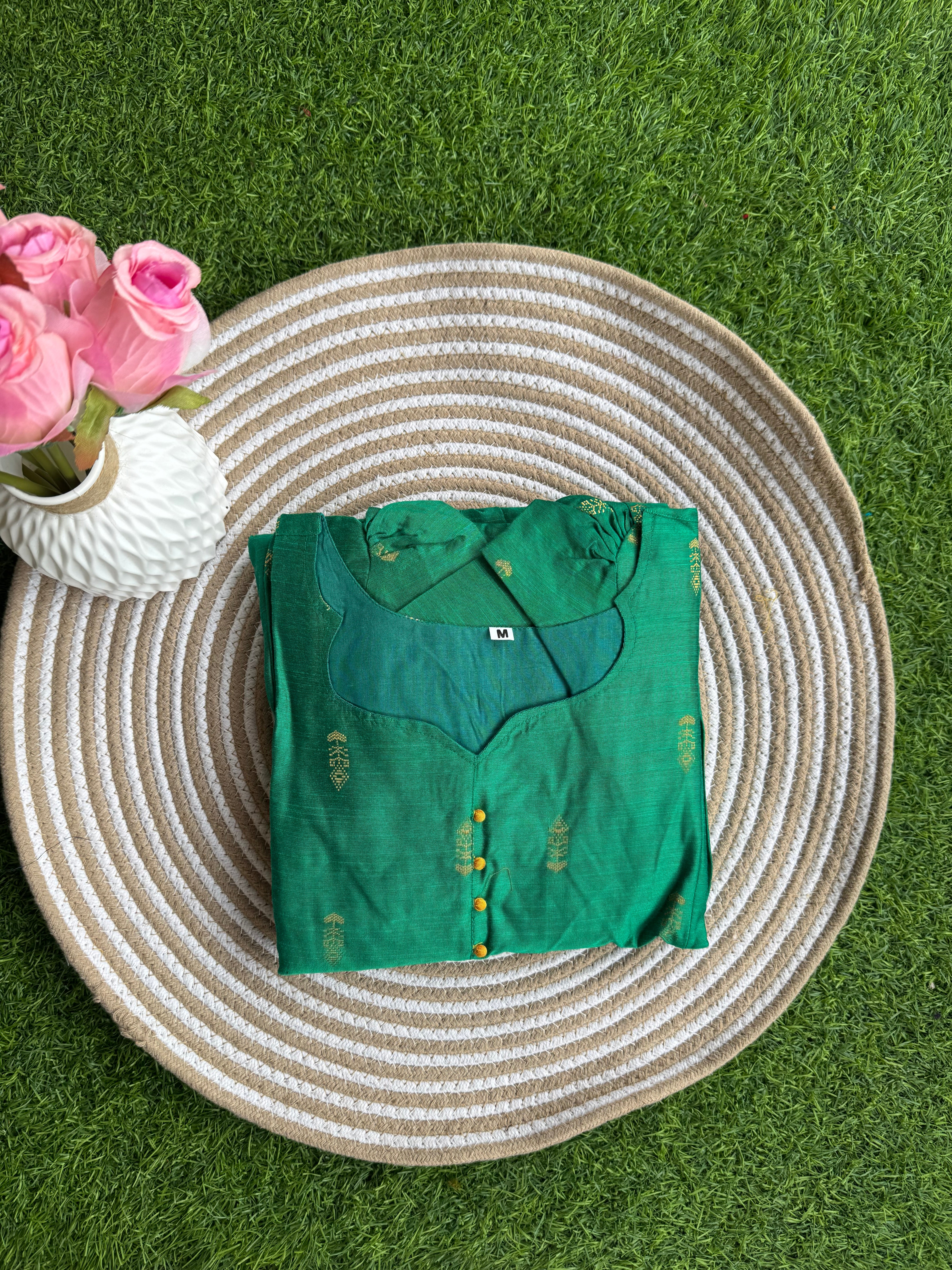 Emerald Green Raw silk maternity maxi