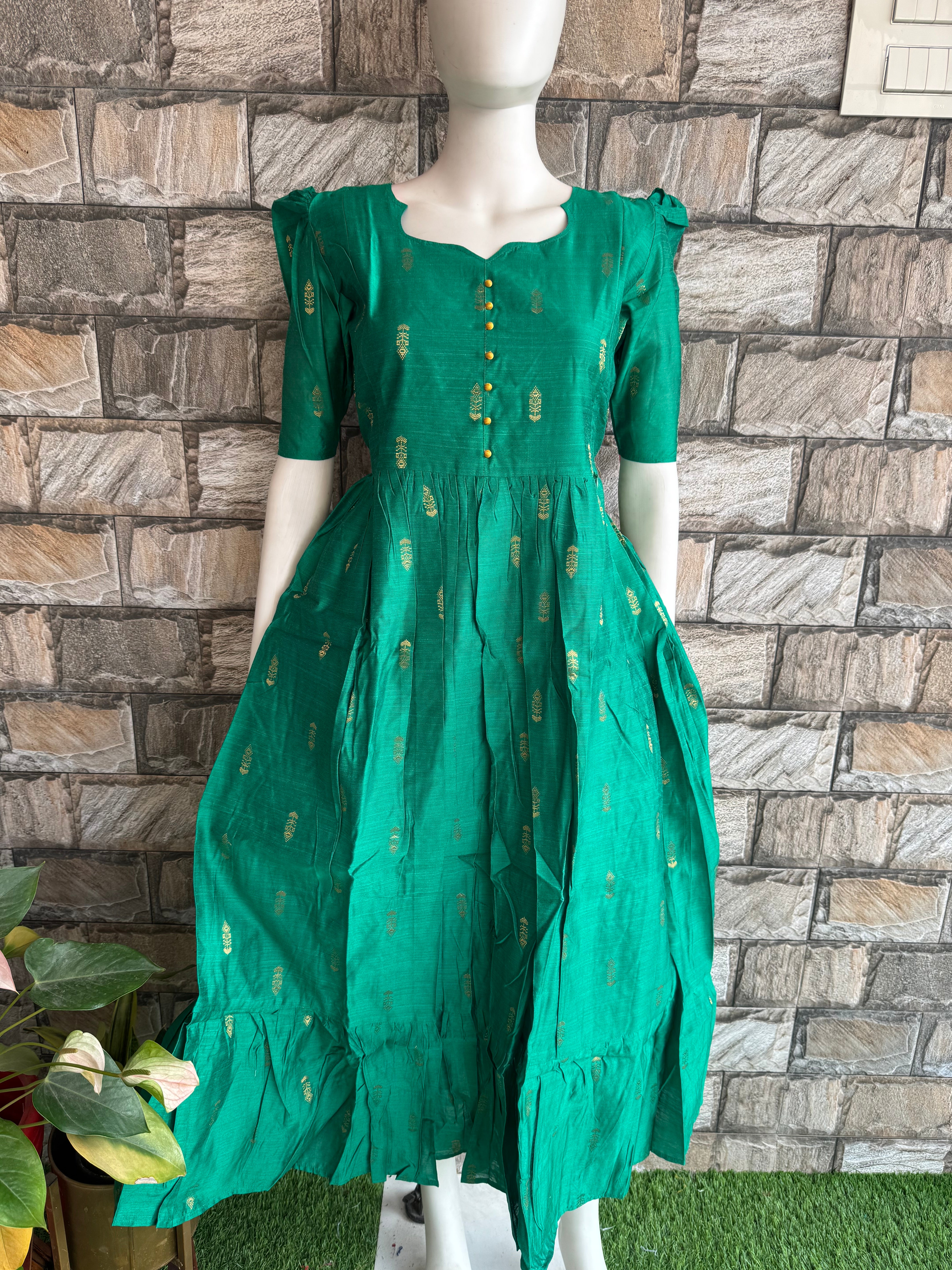 Emerald Green Raw silk maternity maxi
