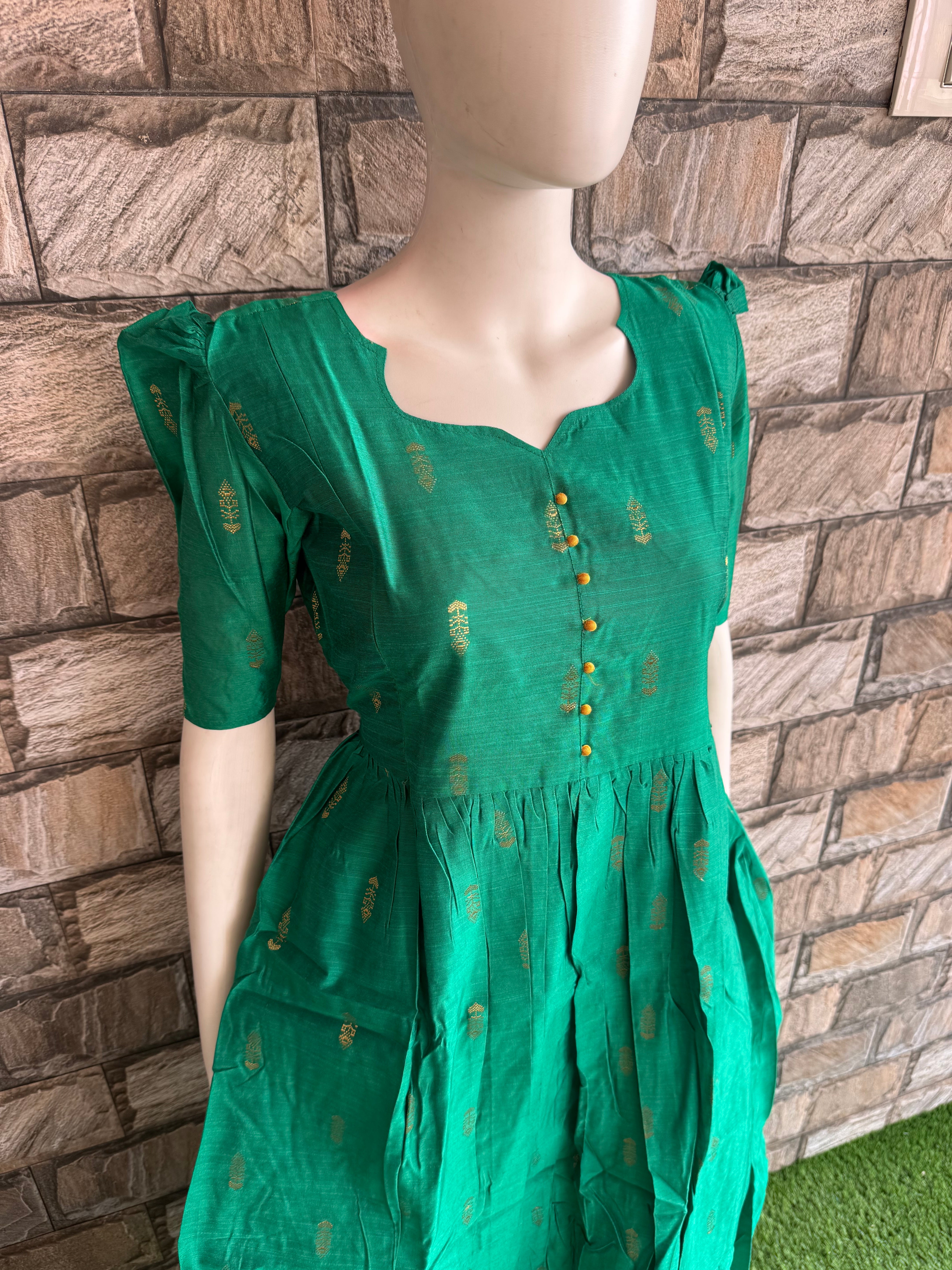 Emerald Green Raw silk maternity maxi