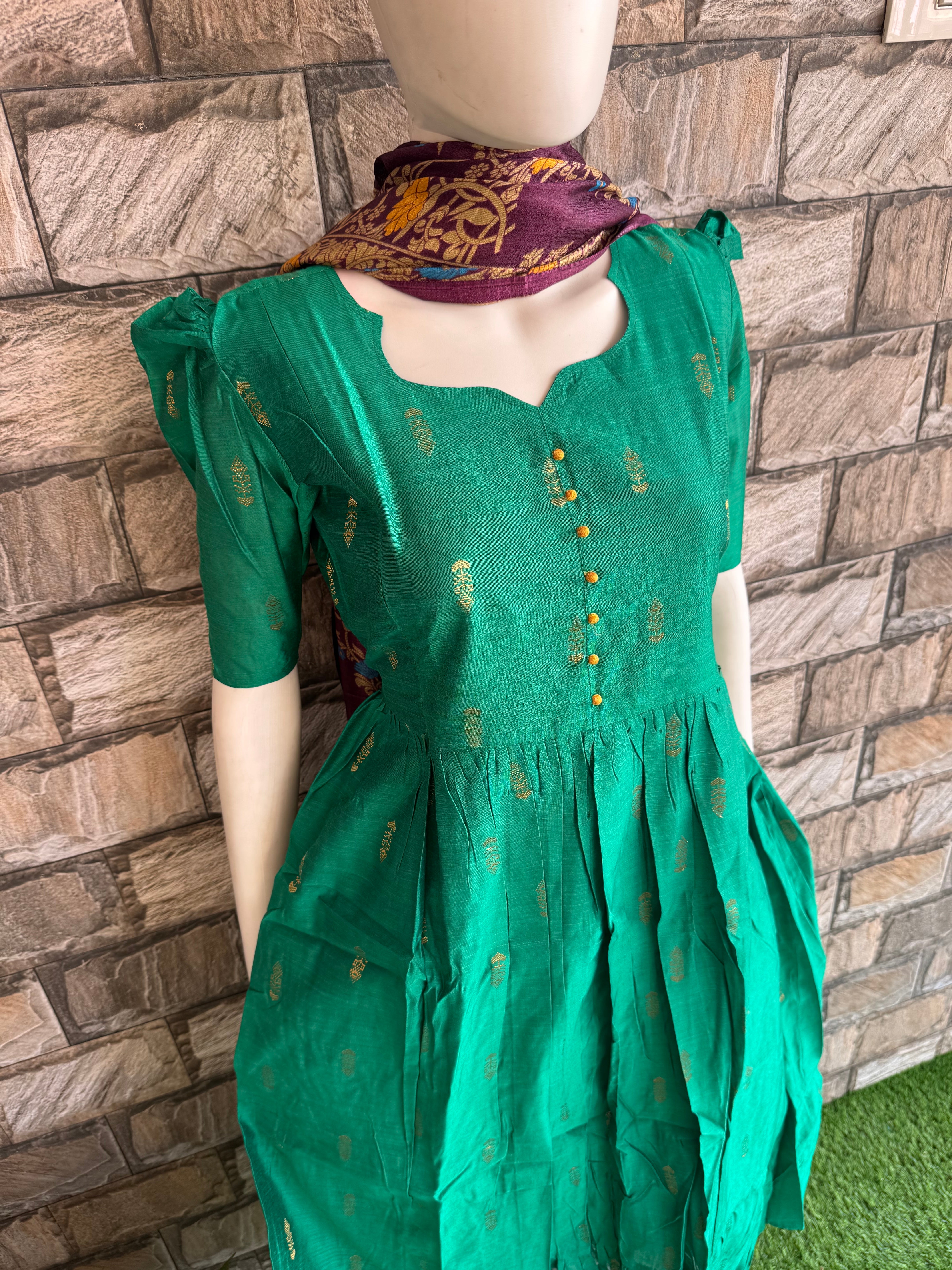 Emerald Green Raw silk maternity maxi