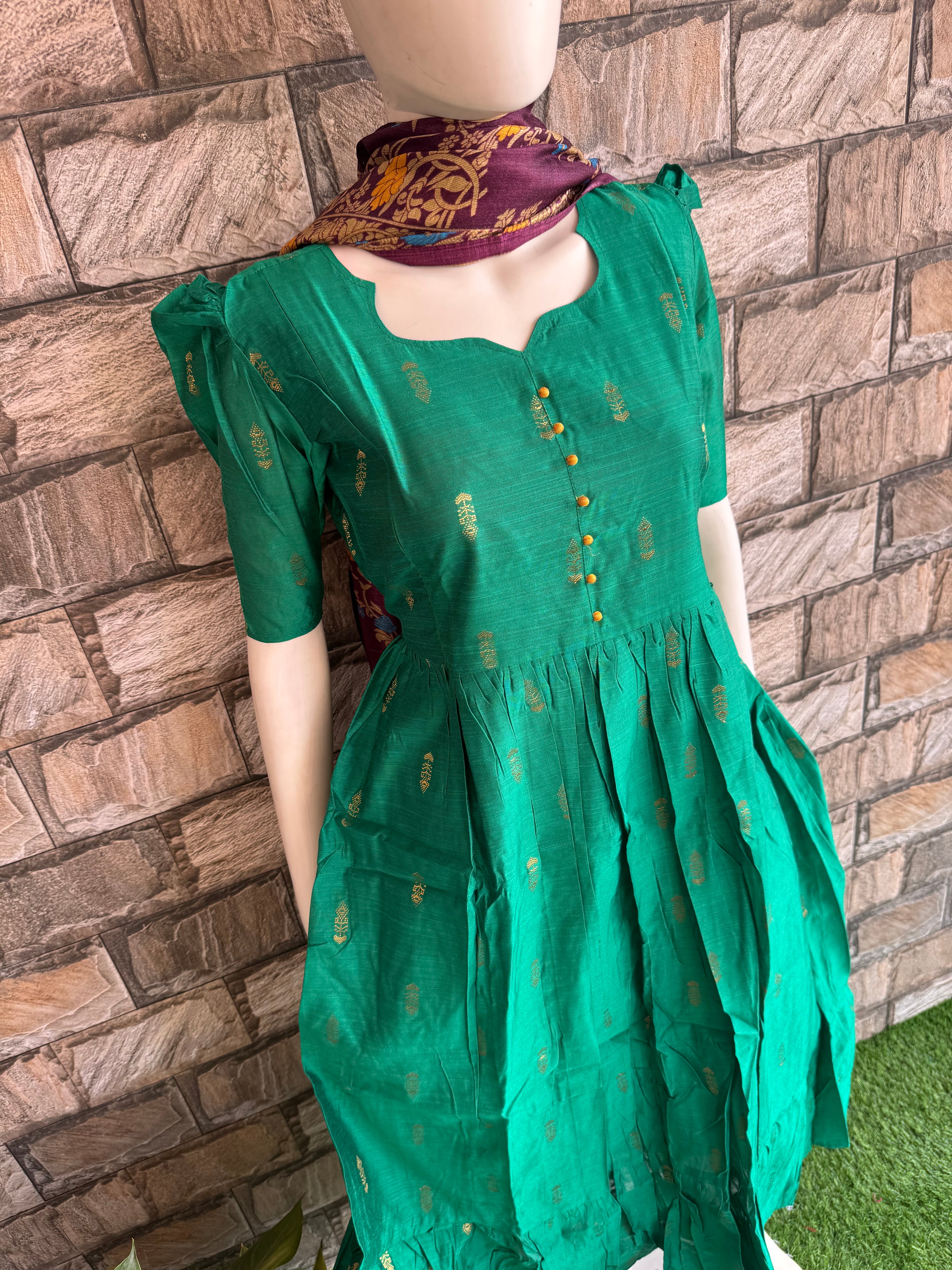 Emerald Green Raw silk maternity maxi