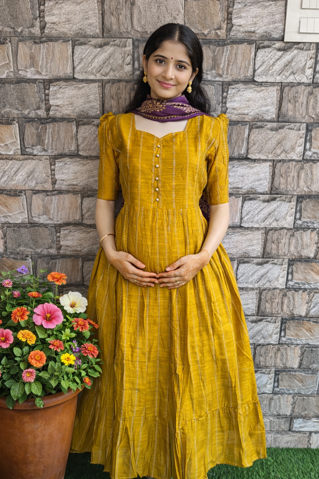 Honey Raw silk maternity Maxi