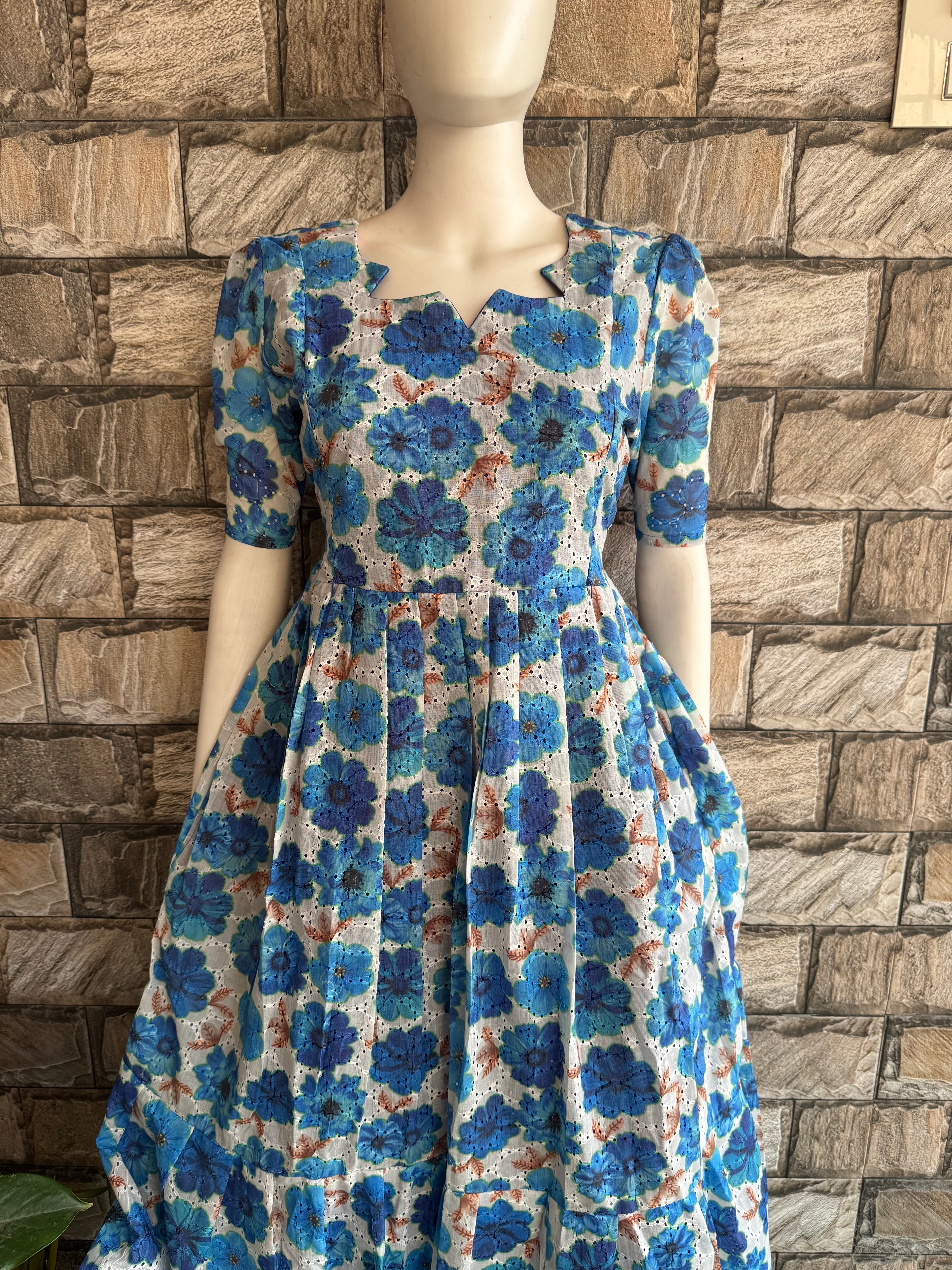 Royal blue Hacoba cotton Maternity maxi