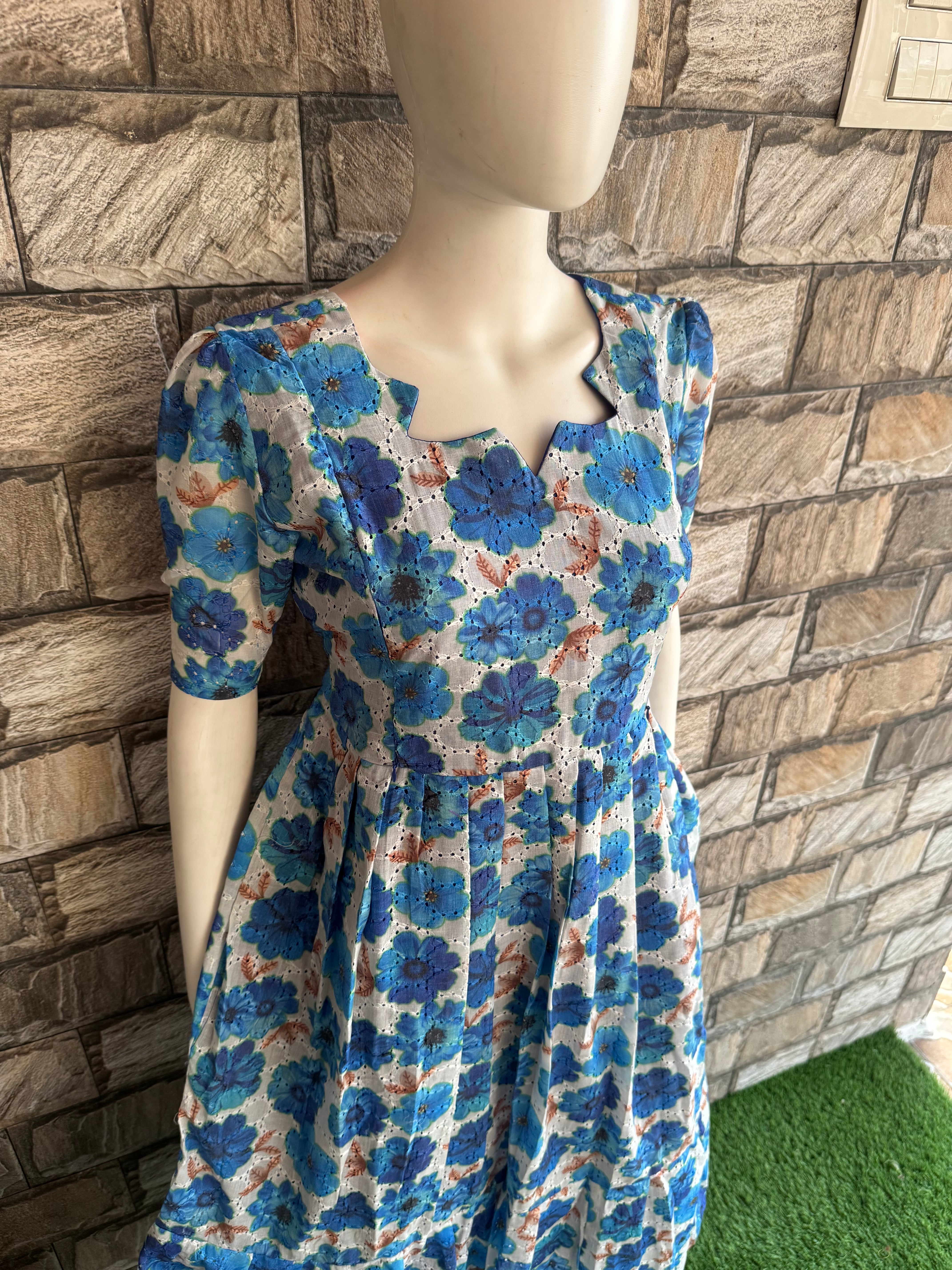 Royal blue Hacoba cotton Maternity maxi