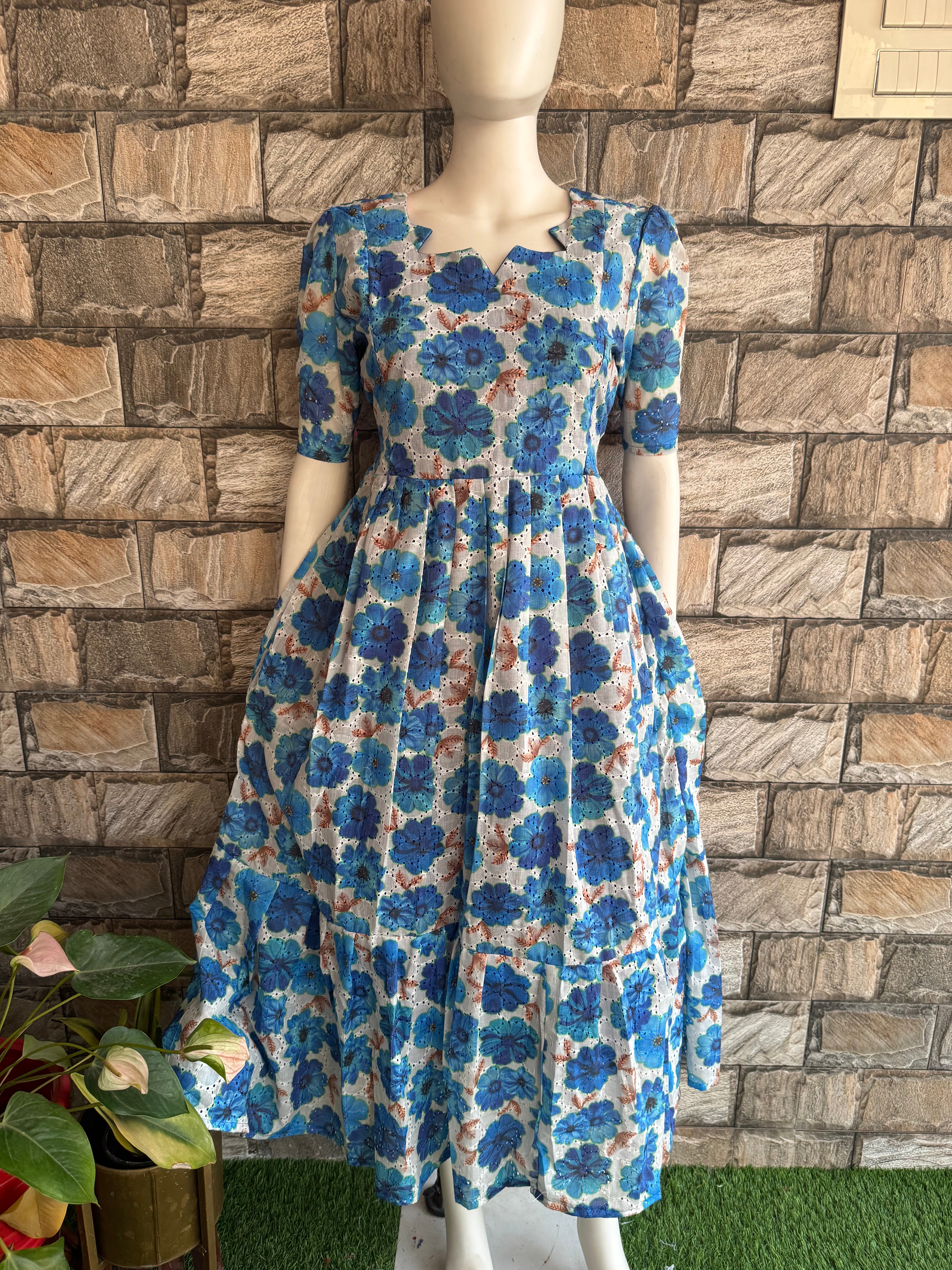 Royal blue Hacoba cotton Maternity maxi