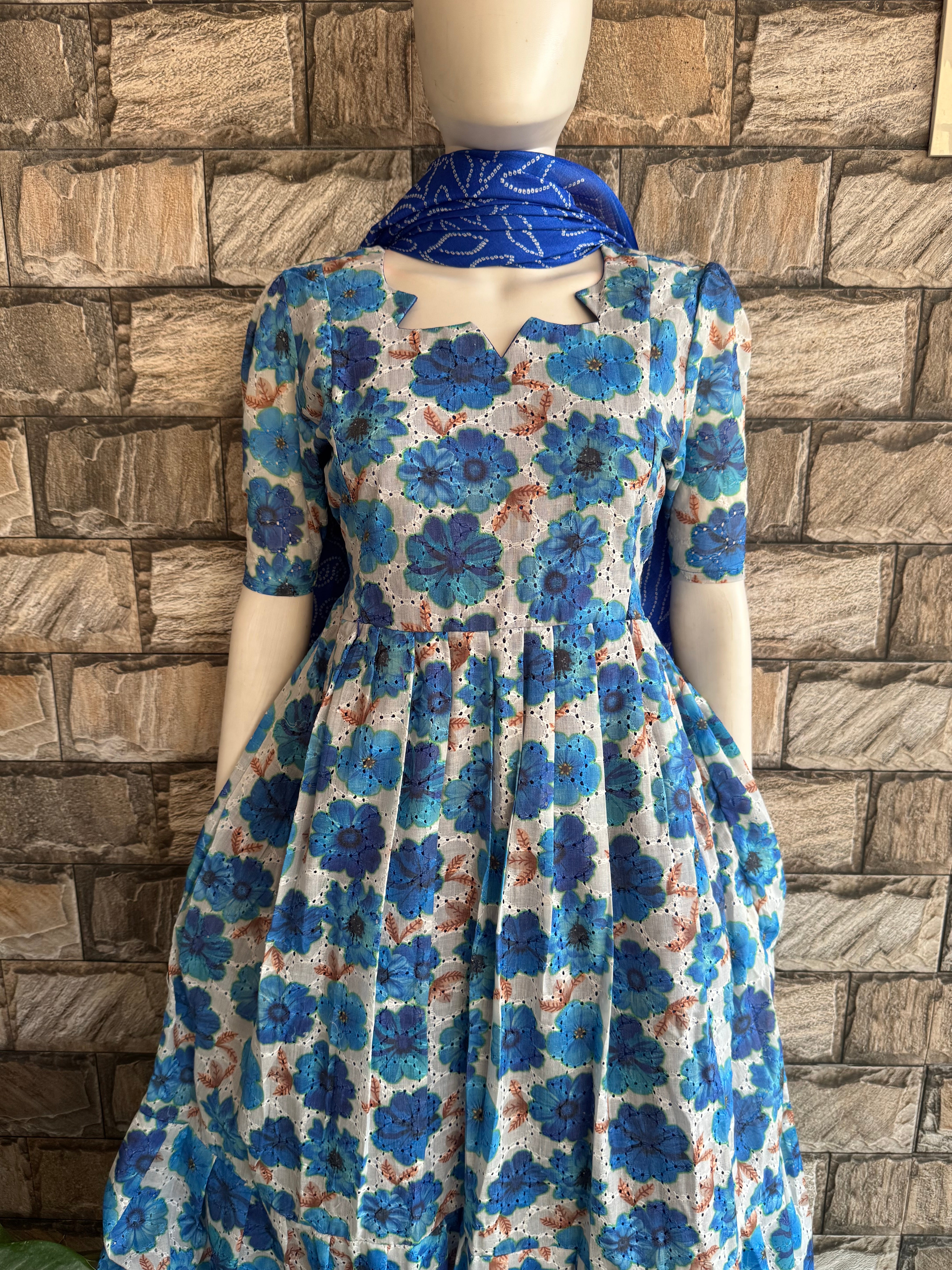 Royal blue Hacoba cotton Maternity maxi