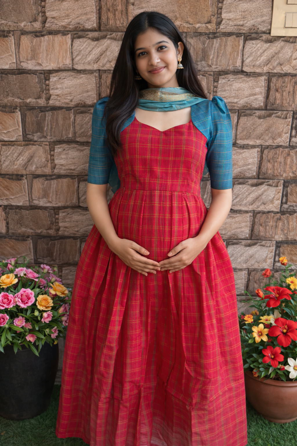 Candy Pink Festive wear Maternity maxi