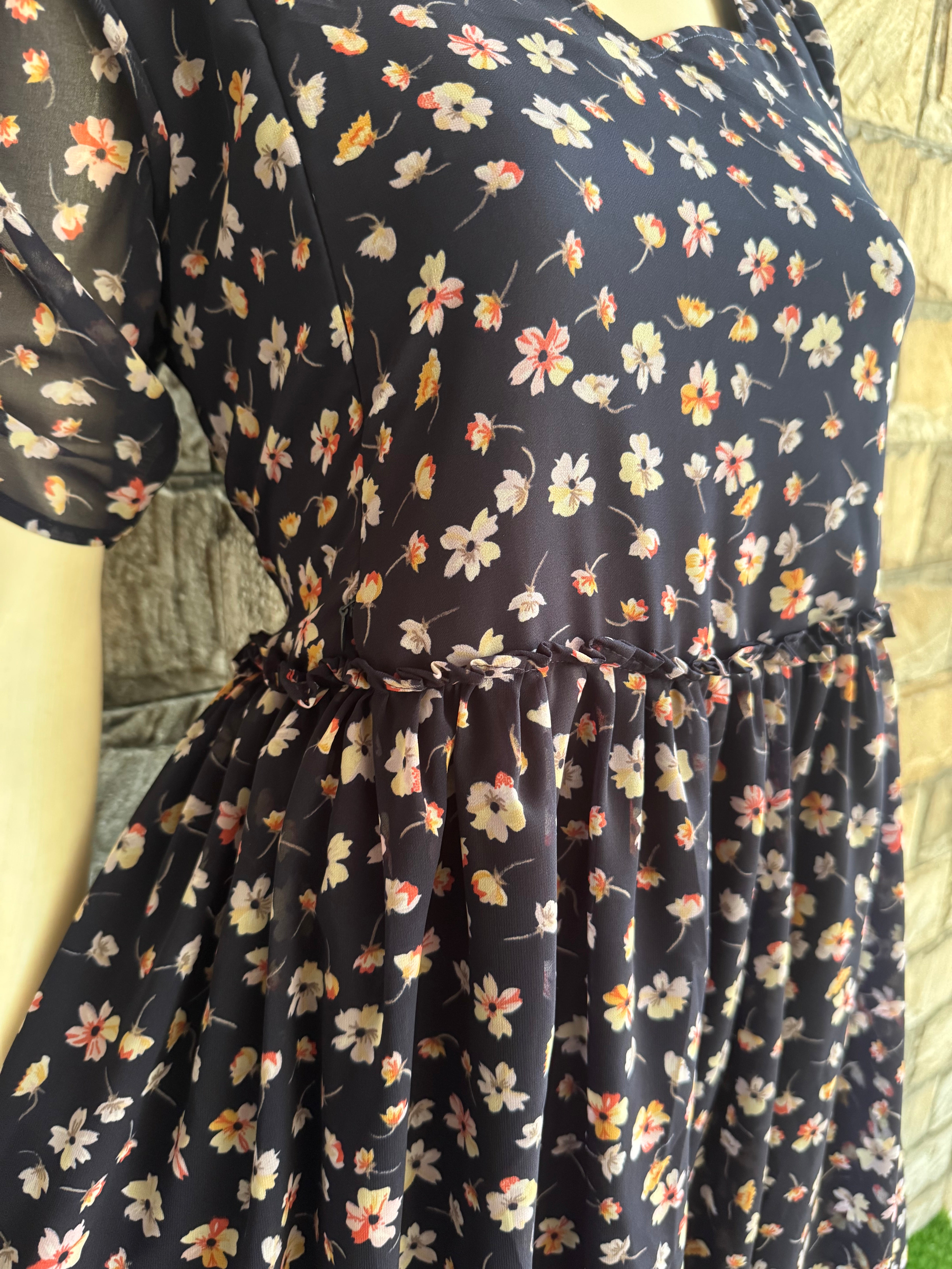 Blackish Navy Mid - night Blossom maternity maxi