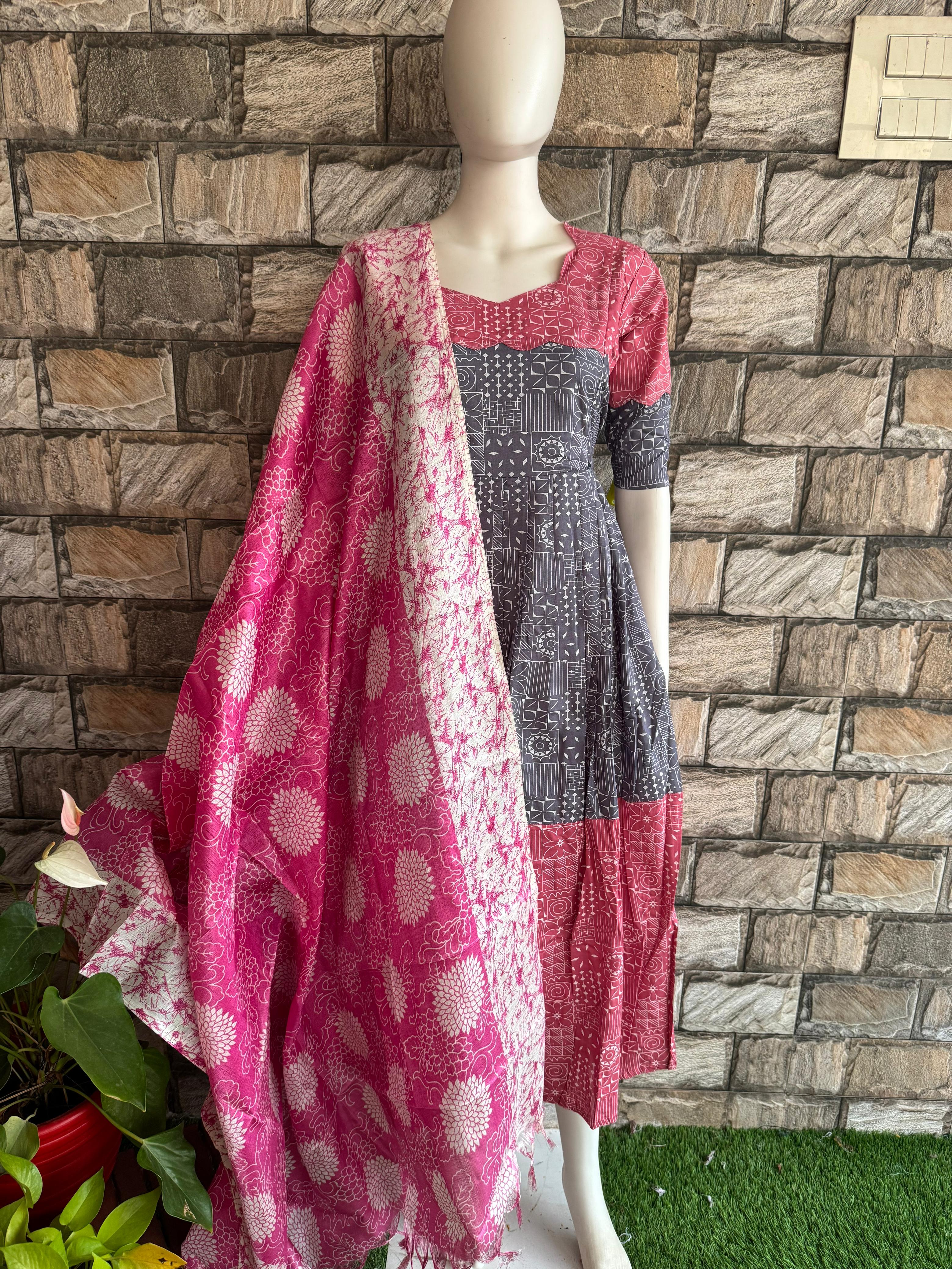 Pink Khadhi Dupatta CF145