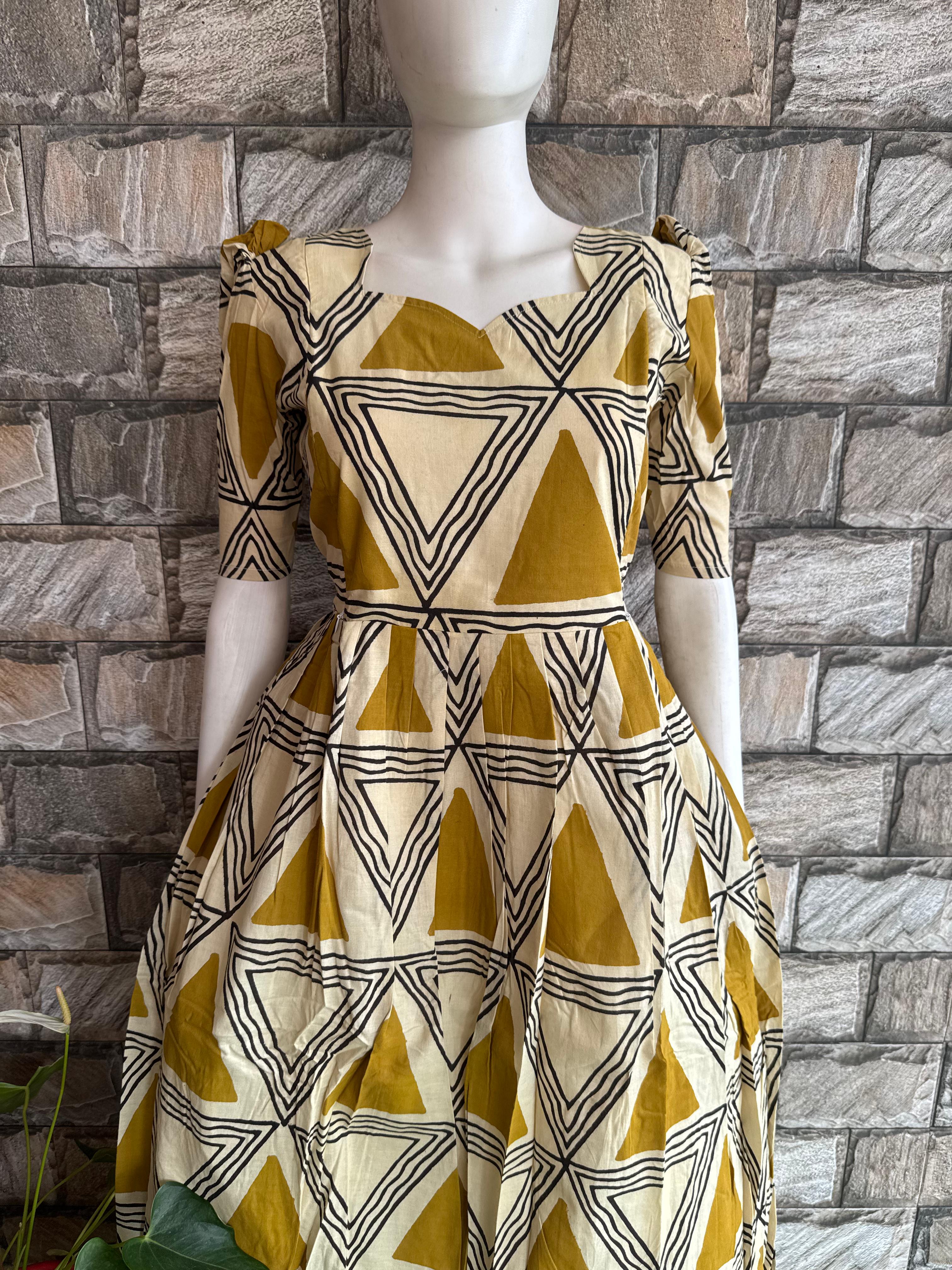 Geometric Baguru Handblock soft cotton Maternity maxi