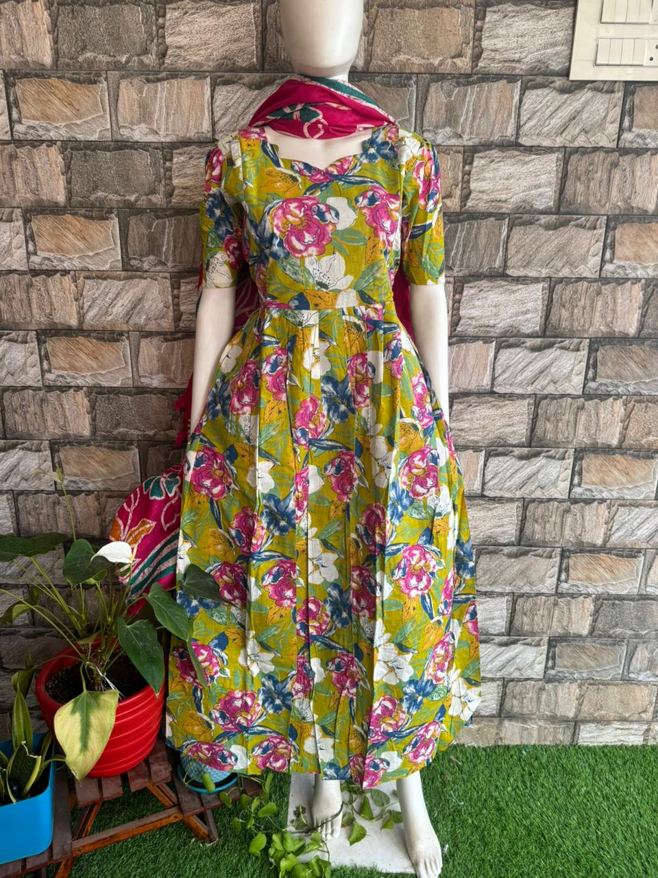 Flora Blue cotton Maternity maxi