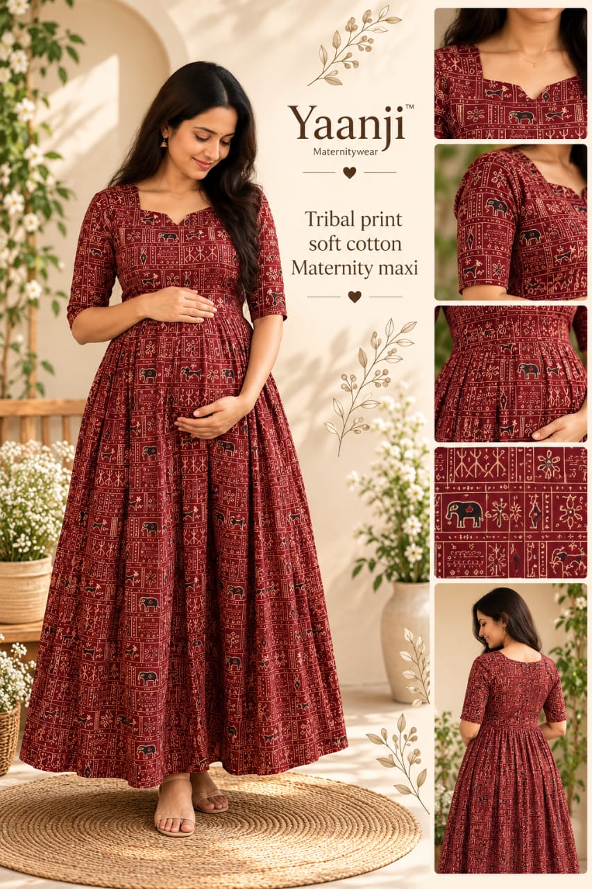 Tribal print  soft cotton Maternity maxi