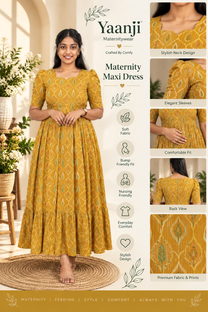 Soft cotton Maternity maxi - Swan