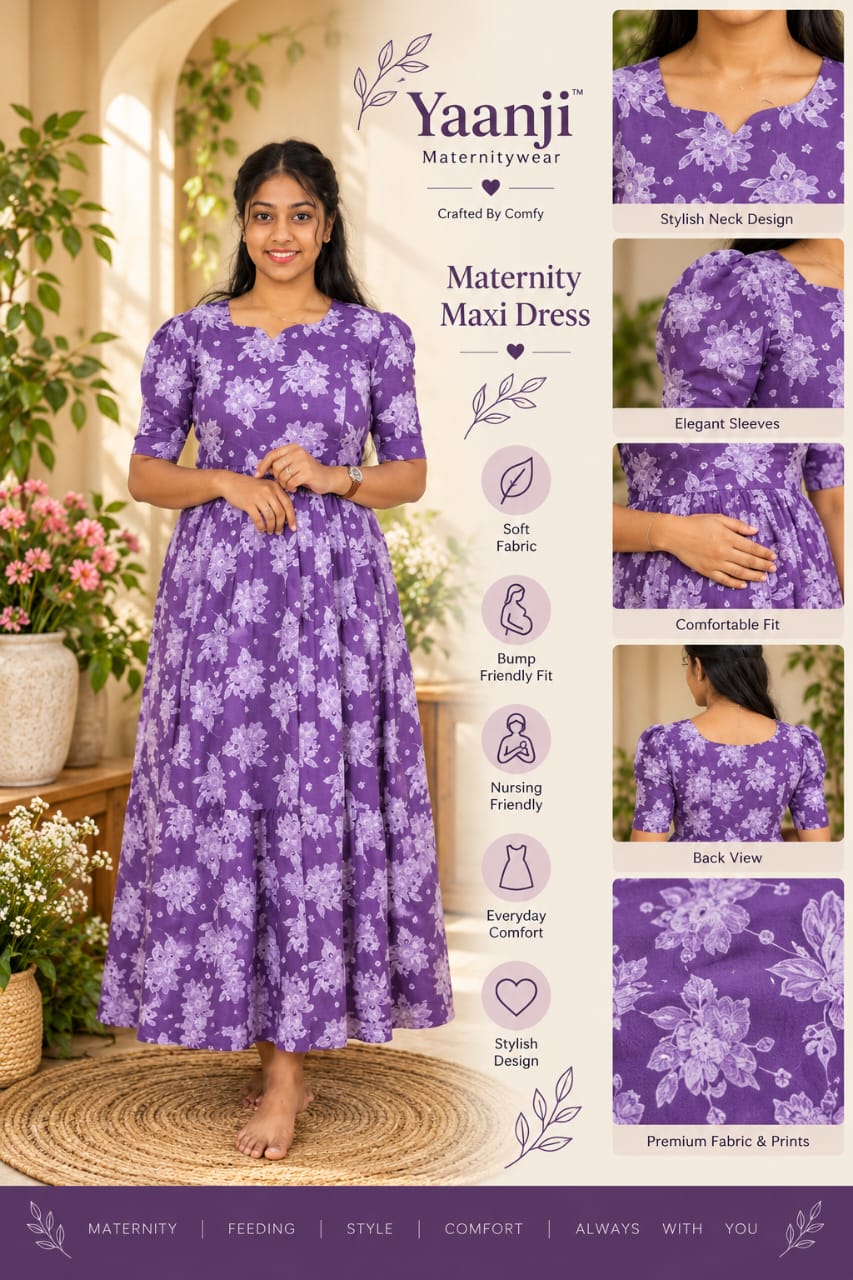 Soft cotton Maternity maxi - Pale lilac