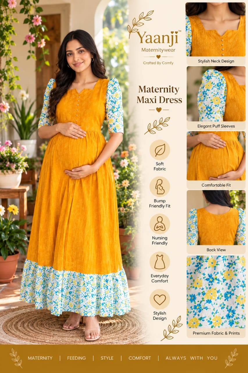 Manjal  Soft Kanta cotton Maternity maxi