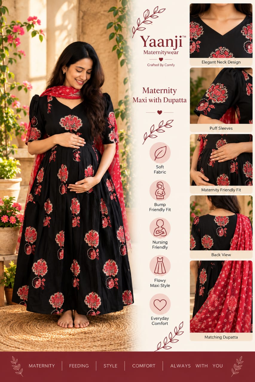 Black soft cotton Maternity maxi