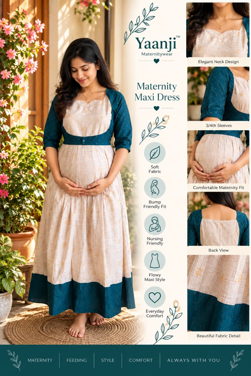 Handloom cotton Maternity Maxi