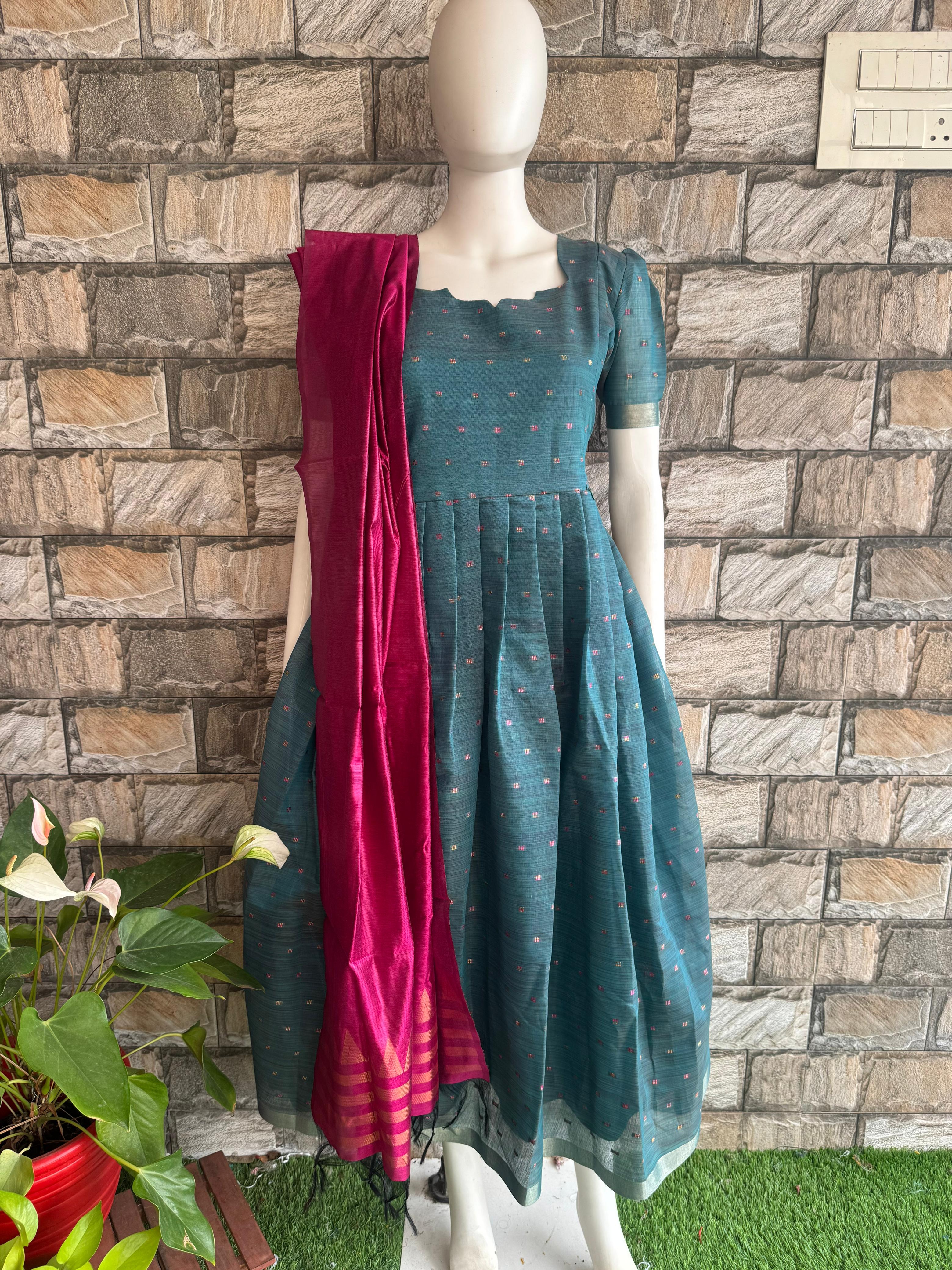 Pink Handloom Cotton Dupattta CF139