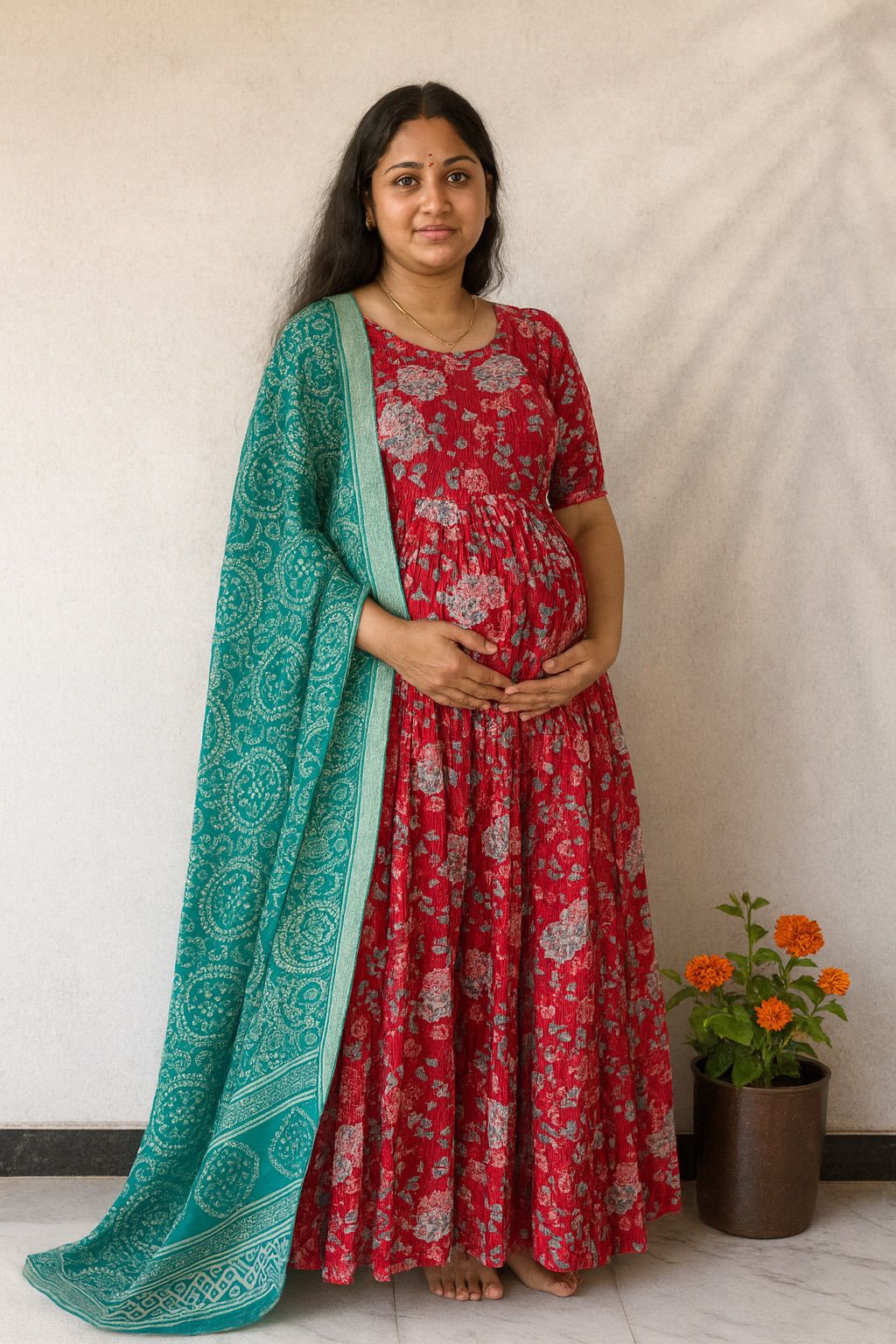 red kanta cotton maxi