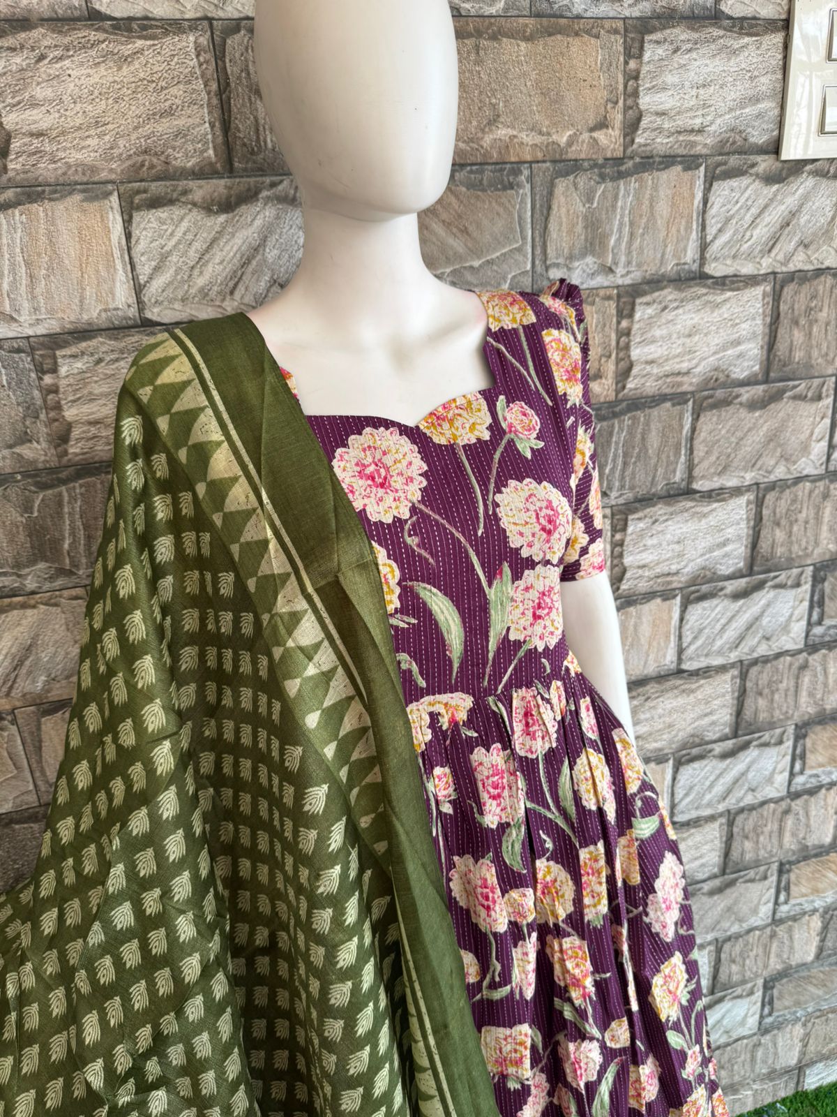 wine flower kanta cotton