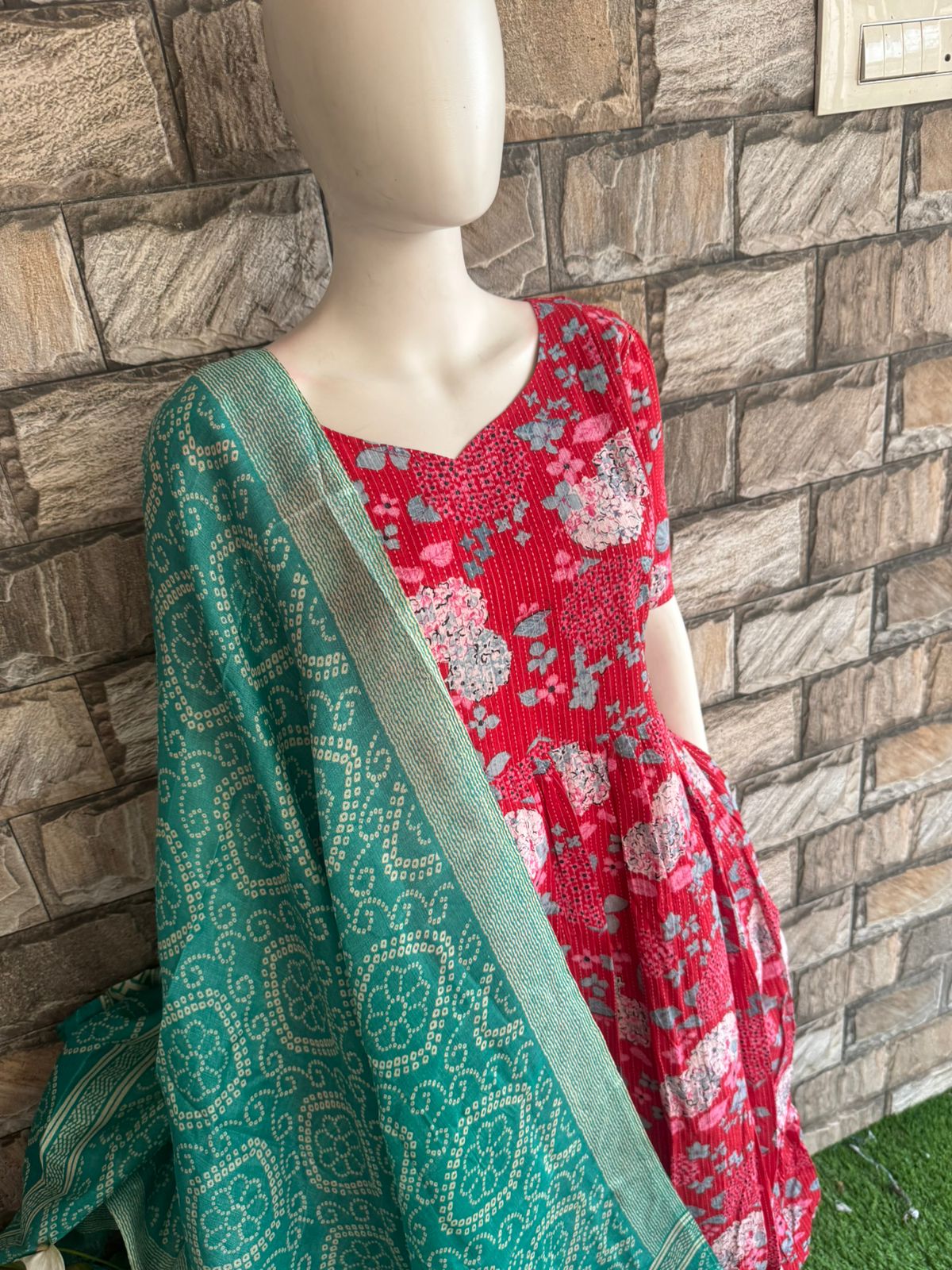 red kanta cotton maxi