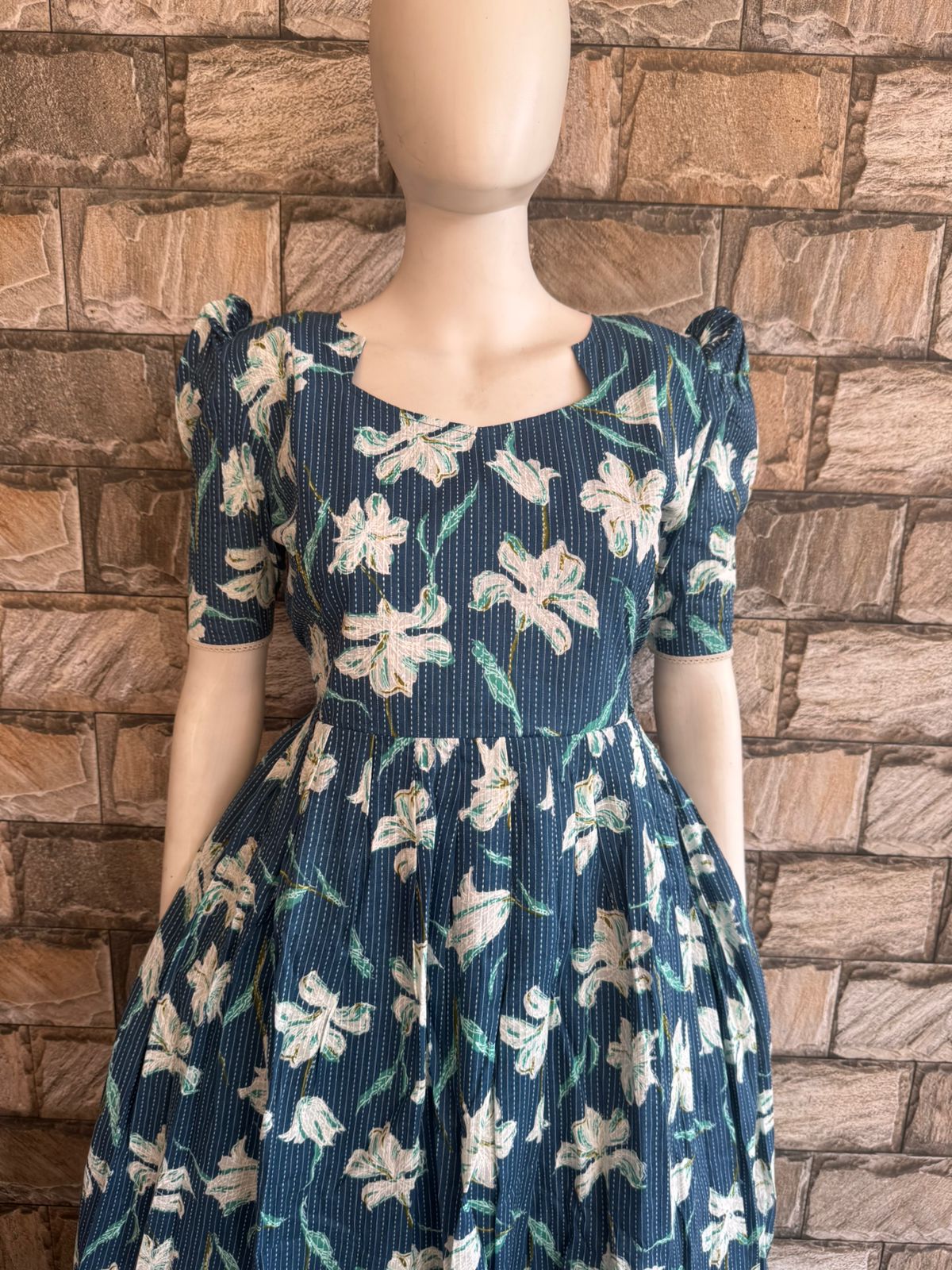 blue flower kanta cotton maxi