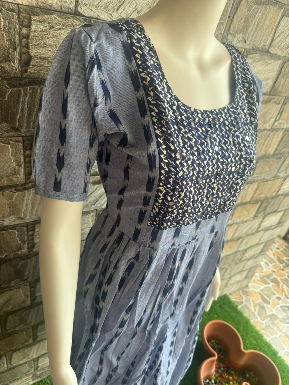 grey ikkat cotton maxi