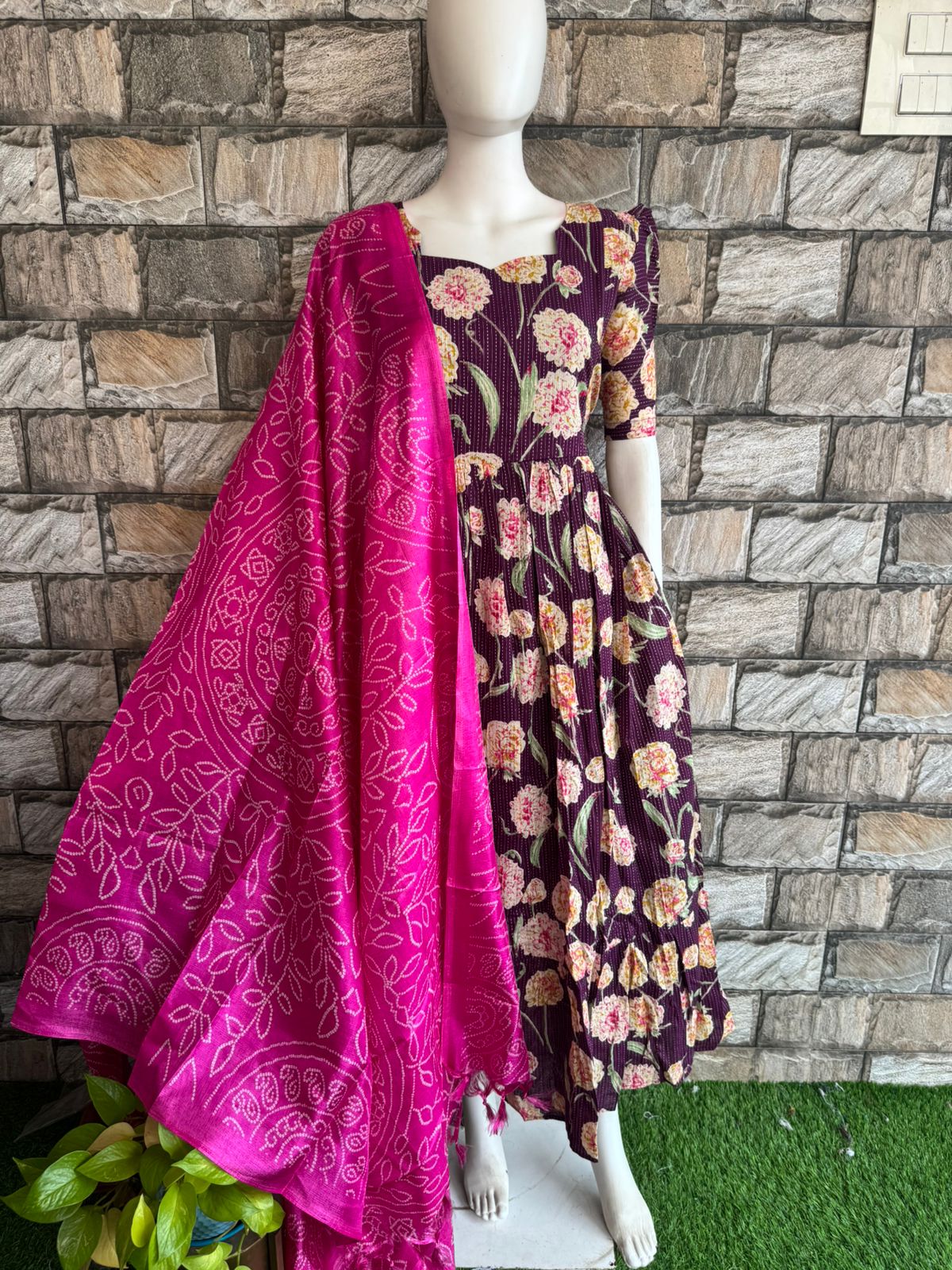 wine flower kanta cotton