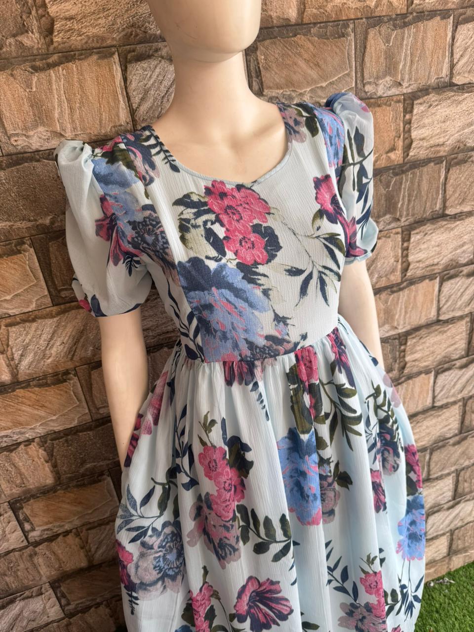 Light blue delta georgette