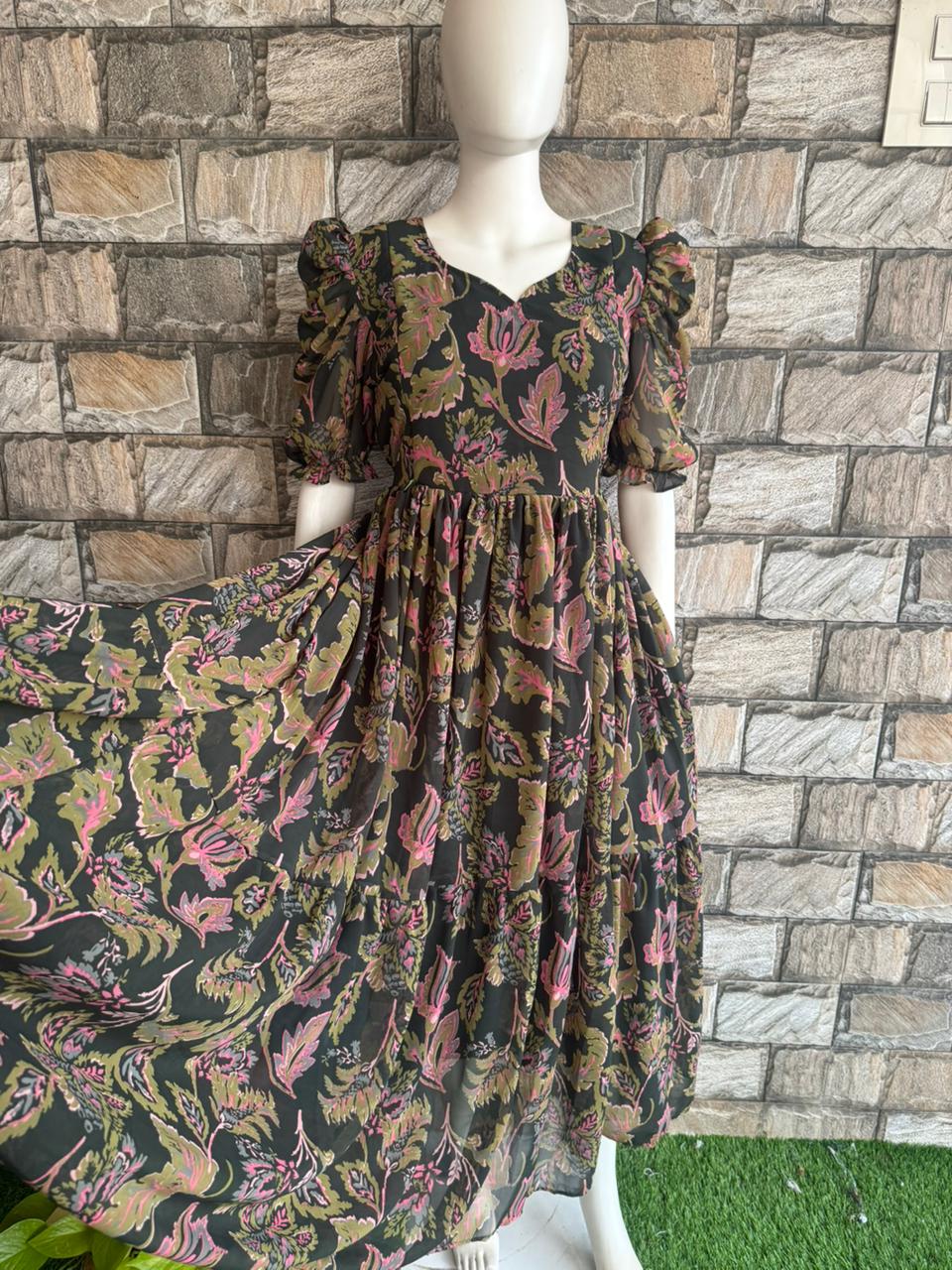 olive green georgette