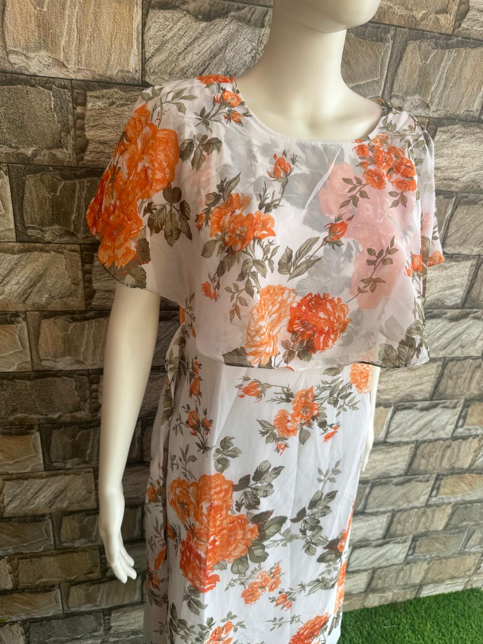 white orange flower georgette