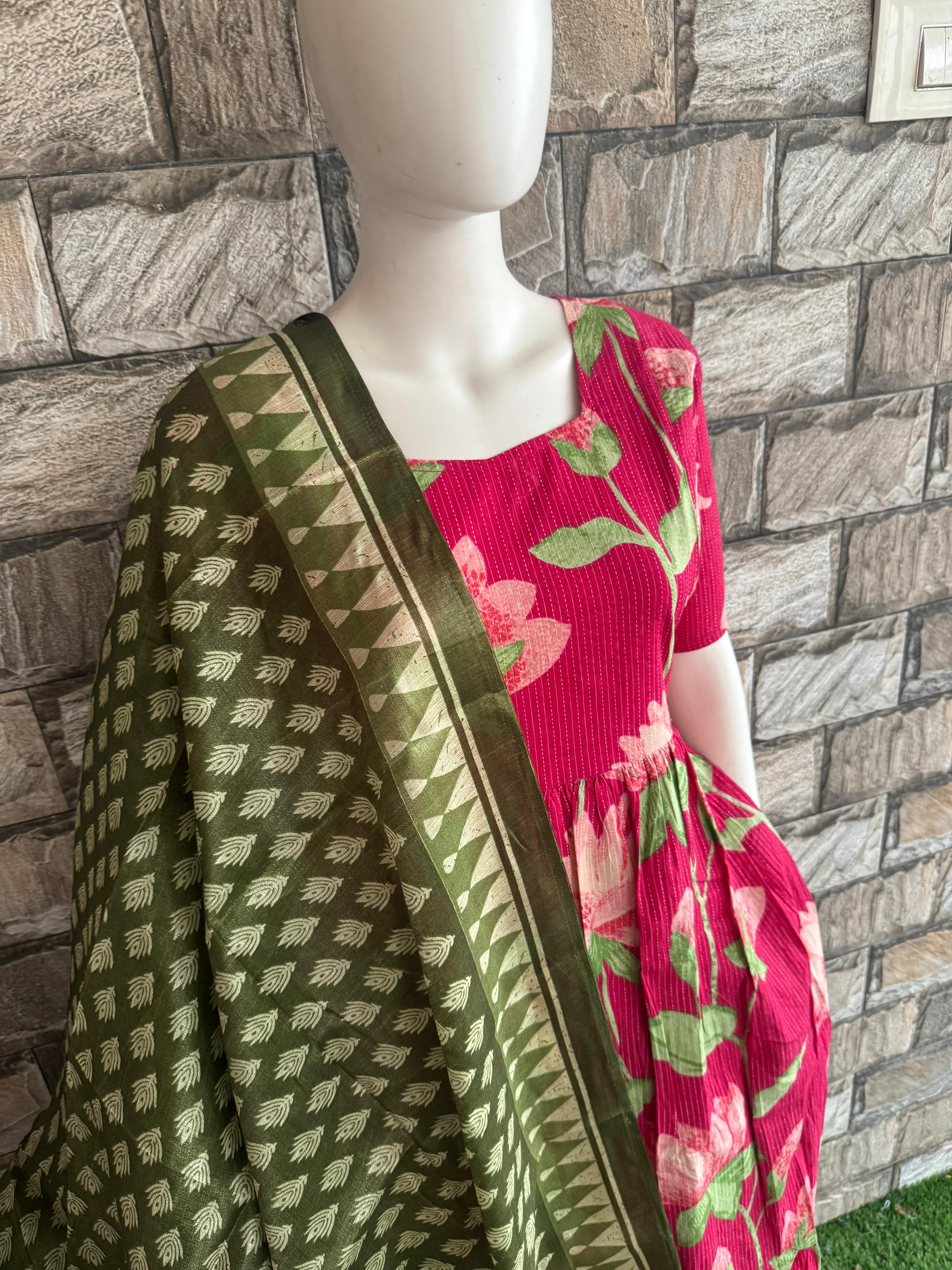 Green Poly Khadhi Dupatta CF137