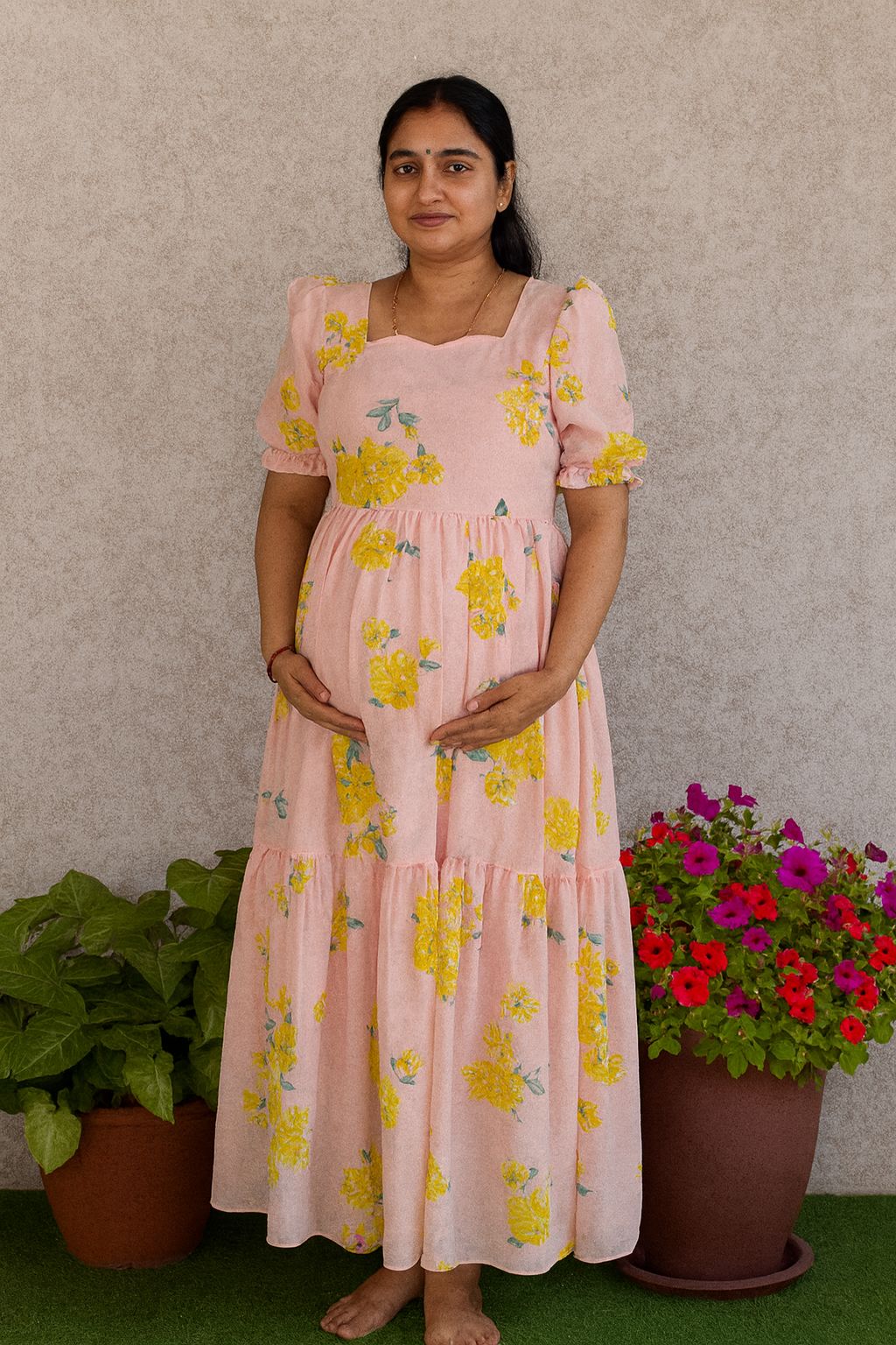 peach georgette maxi