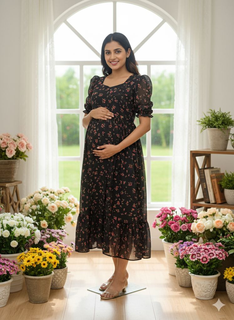 Black small flower gergette