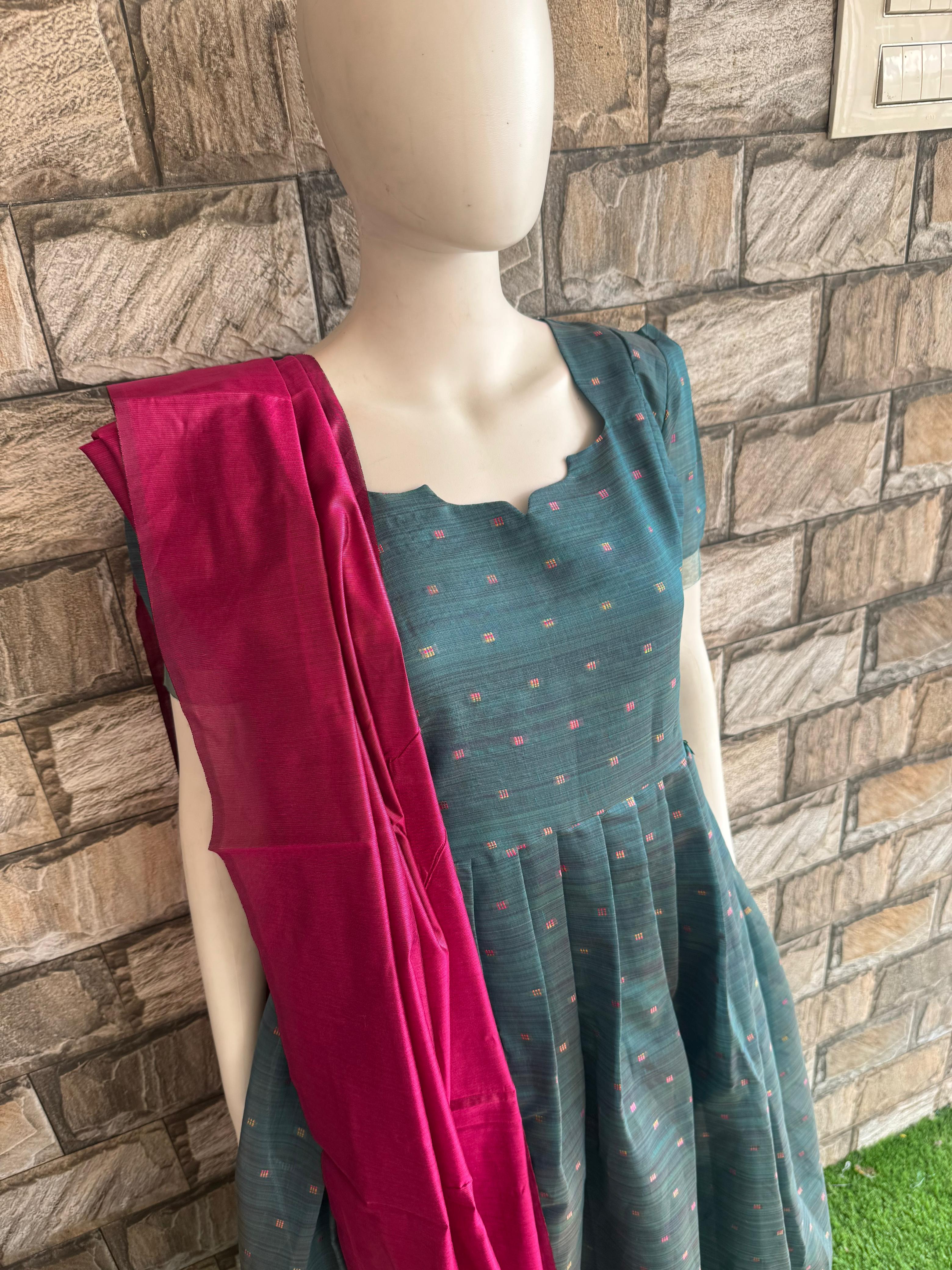 Pink Handloom Cotton Dupattta CF139