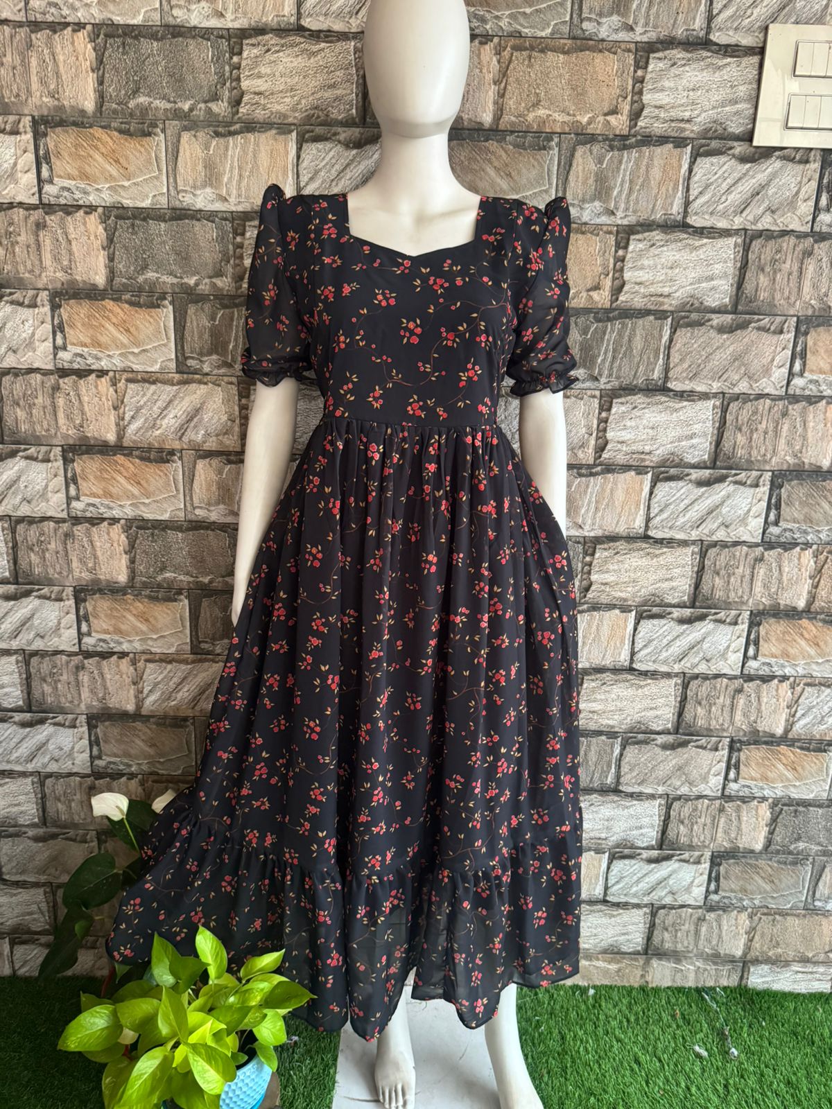 black georgette maxi