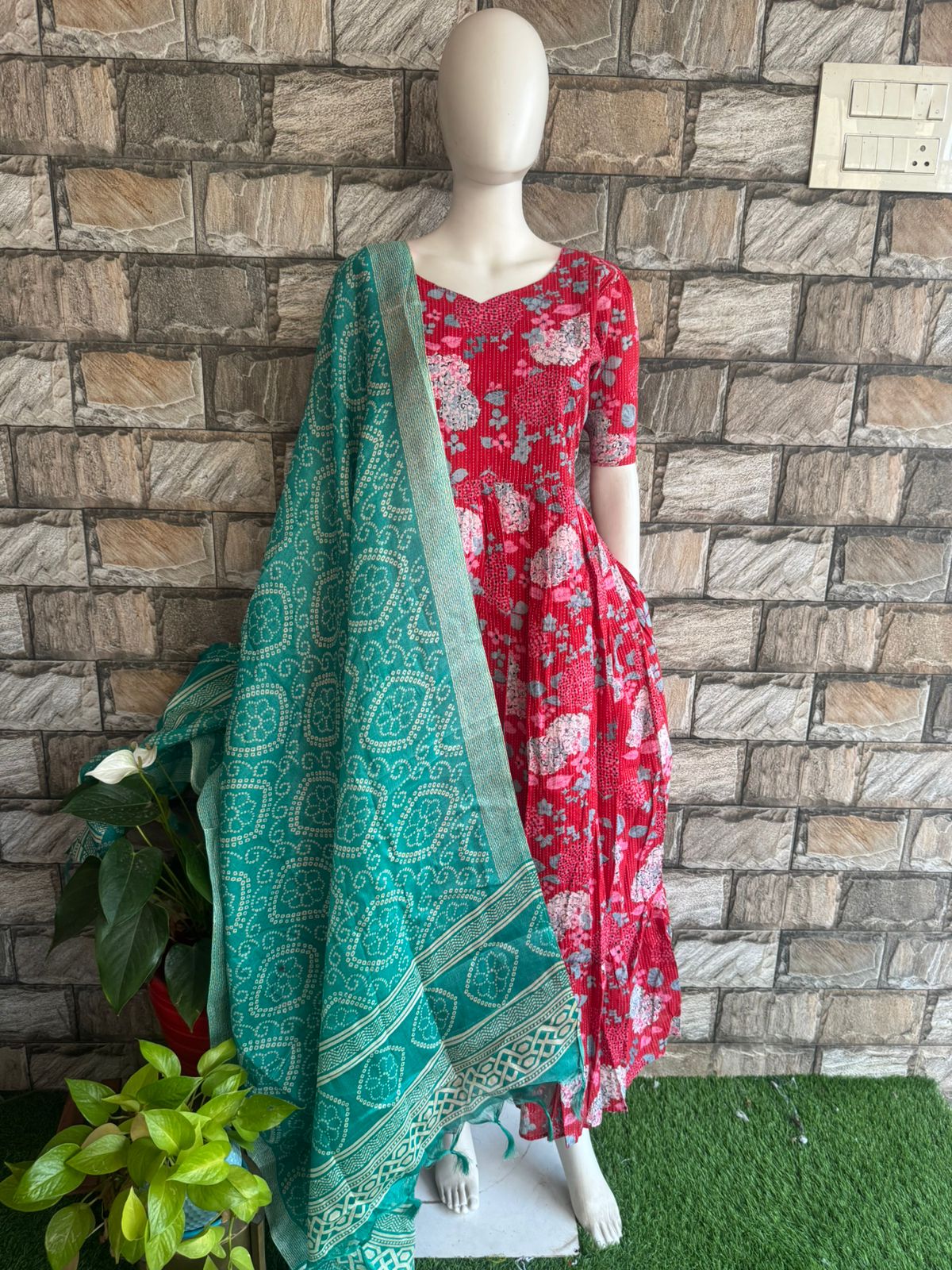 red kanta cotton maxi