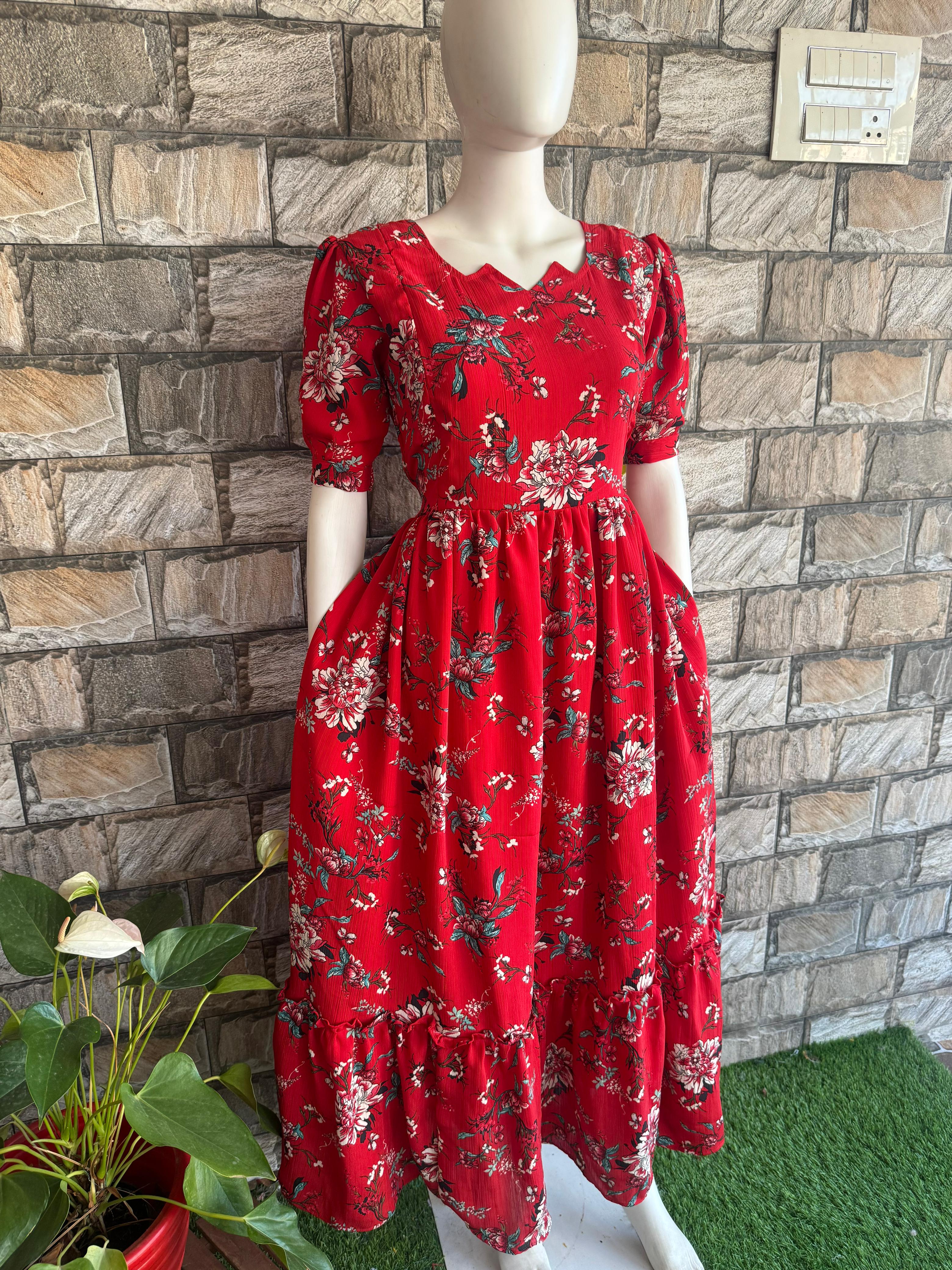 Red Delta Georgette maxi CF122