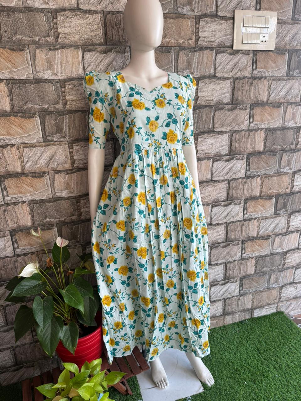 white flower cotton maxi