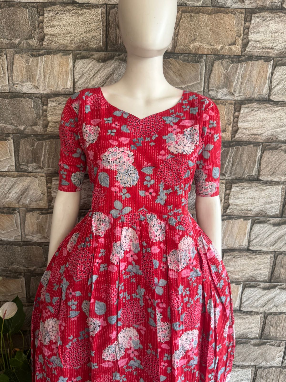 red kanta cotton maxi