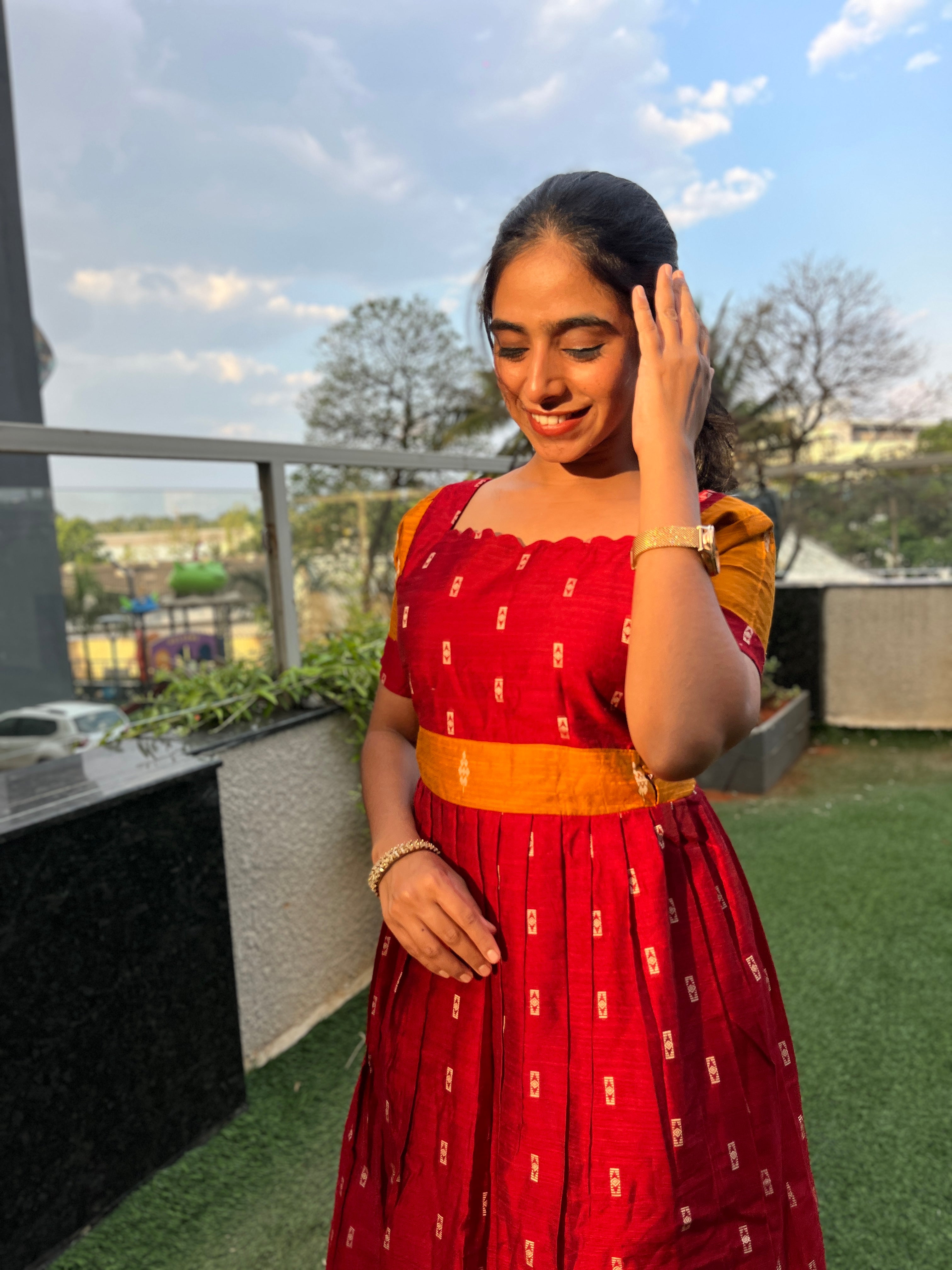 Festive wear Maternity raw silk maxi Pavazham