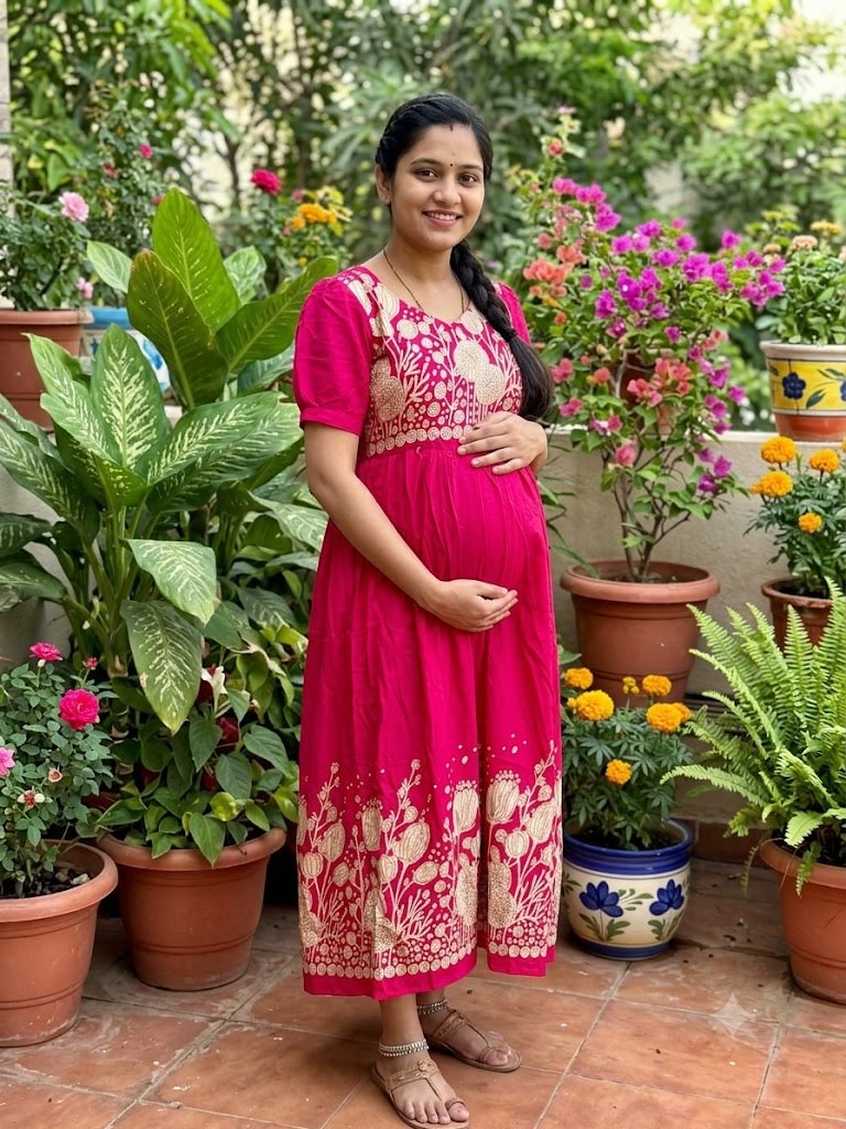 Premium soft  rayon Maternity maxi Budget launch Daman Pink