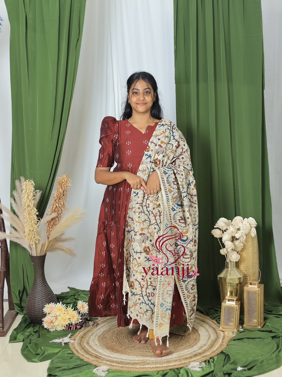 Diwali series Maternity raw silk maxi Coffee Brick Brown - without Dupatta