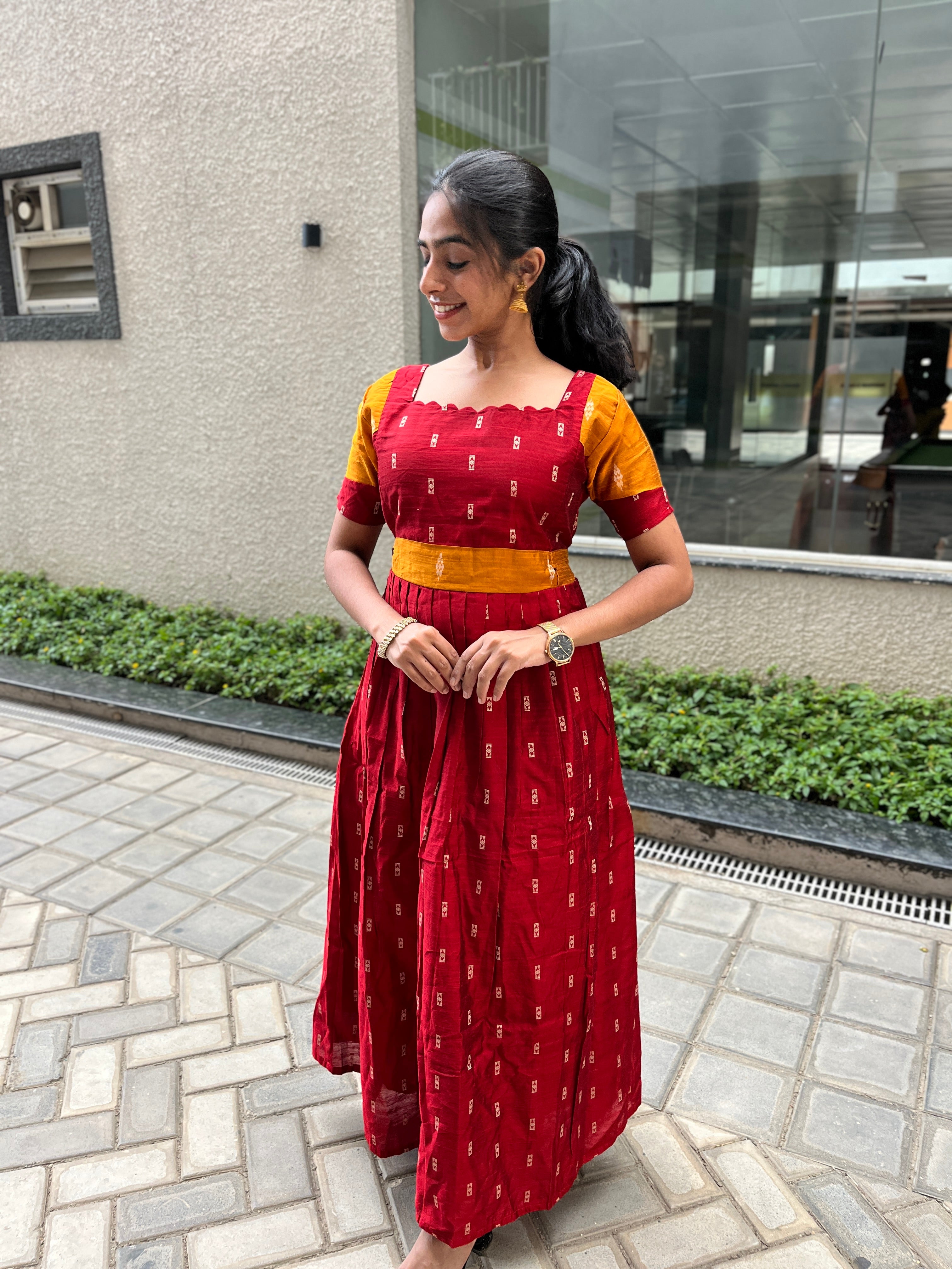 Festive wear Maternity raw silk maxi Pavazham